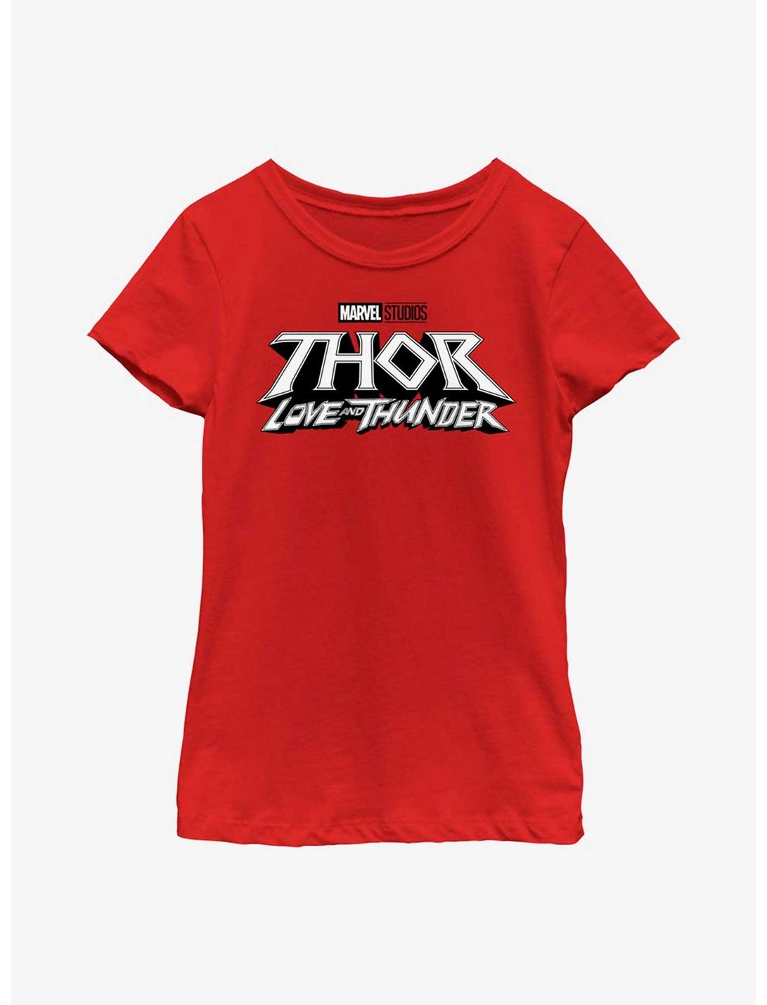 Marvel Thor: Love And Thunder White Logo Youth Girls T-Shirt, RED, hi-res
