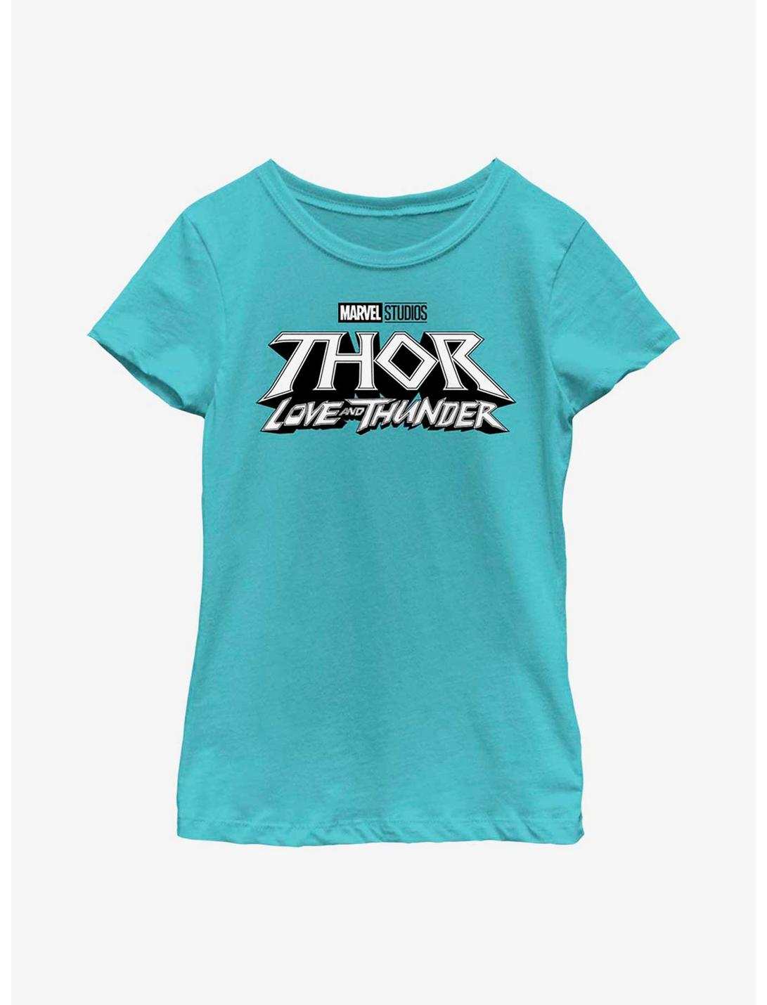 Marvel Thor: Love And Thunder White Logo Youth Girls T-Shirt, TAHI BLUE, hi-res