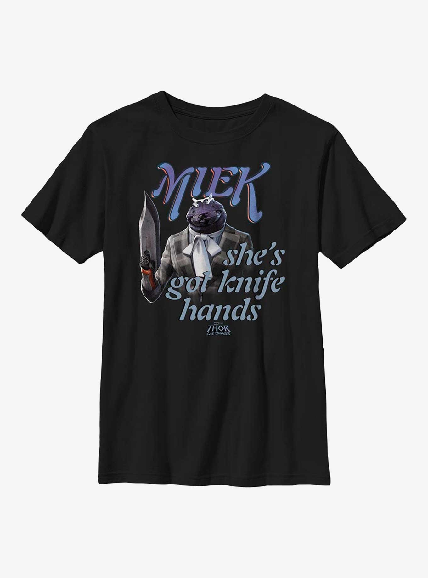 Marvel Thor: Love And Thunder Miek Knife Hands Youth T-Shirt, BLACK, hi-res