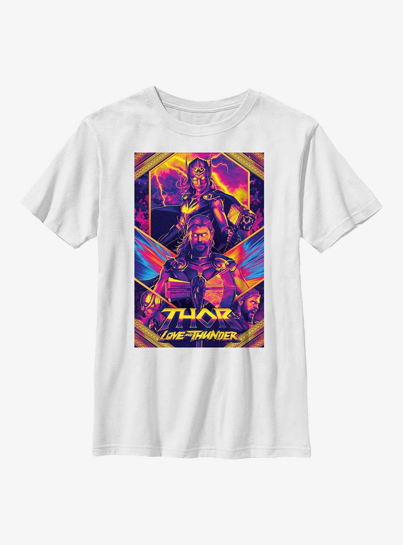 Marvel Thor: Love And Thunder Neon Poster Youth T-Shirt, , hi-res