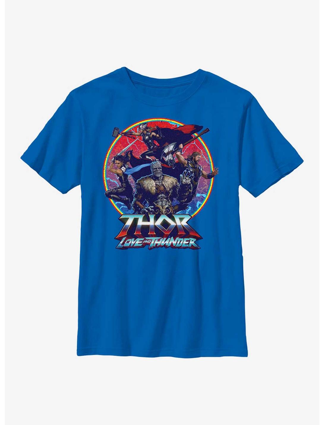 Marvel Thor: Love And Thunder Group Emblem Youth T-Shirt, ROYAL, hi-res