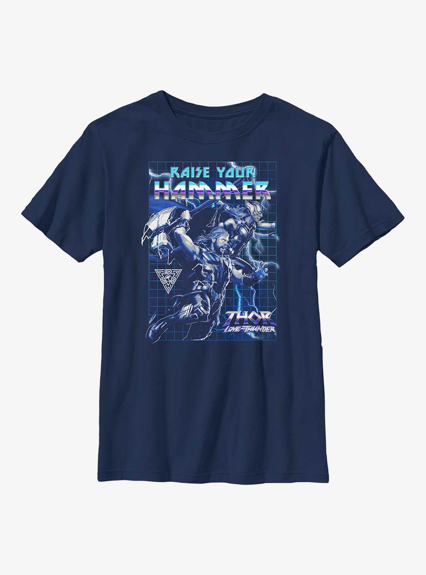 Marvel Thor: Love And Thunder Raise Your Hammer Youth T-Shirt, NAVY, hi-res