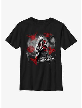 Marvel Thor: Love And Thunder Rock God Raise Your Hammer Youth T-Shirt, , hi-res