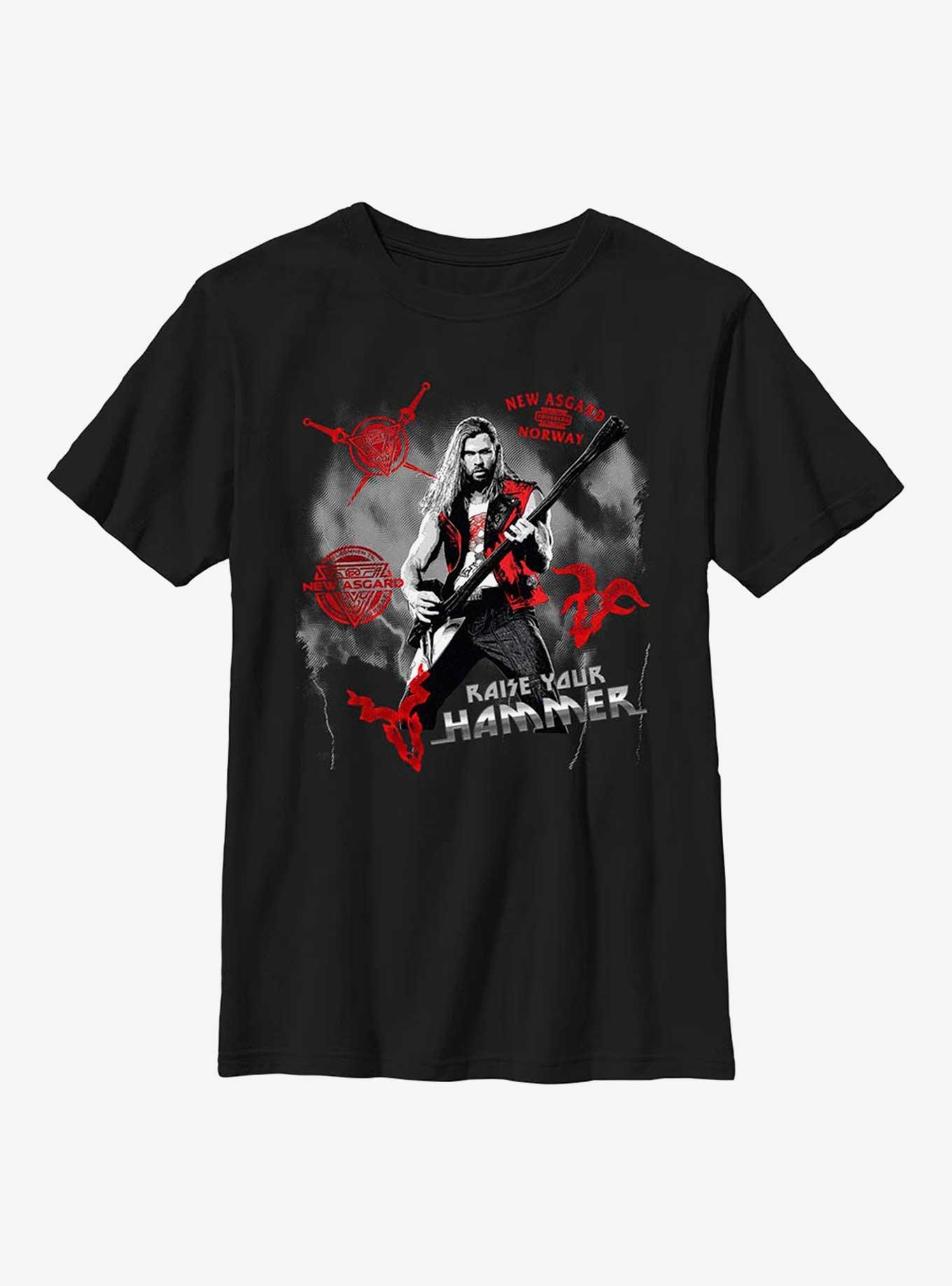 Marvel Thor: Love And Thunder Rock God Raise Your Hammer Youth T-Shirt, , hi-res
