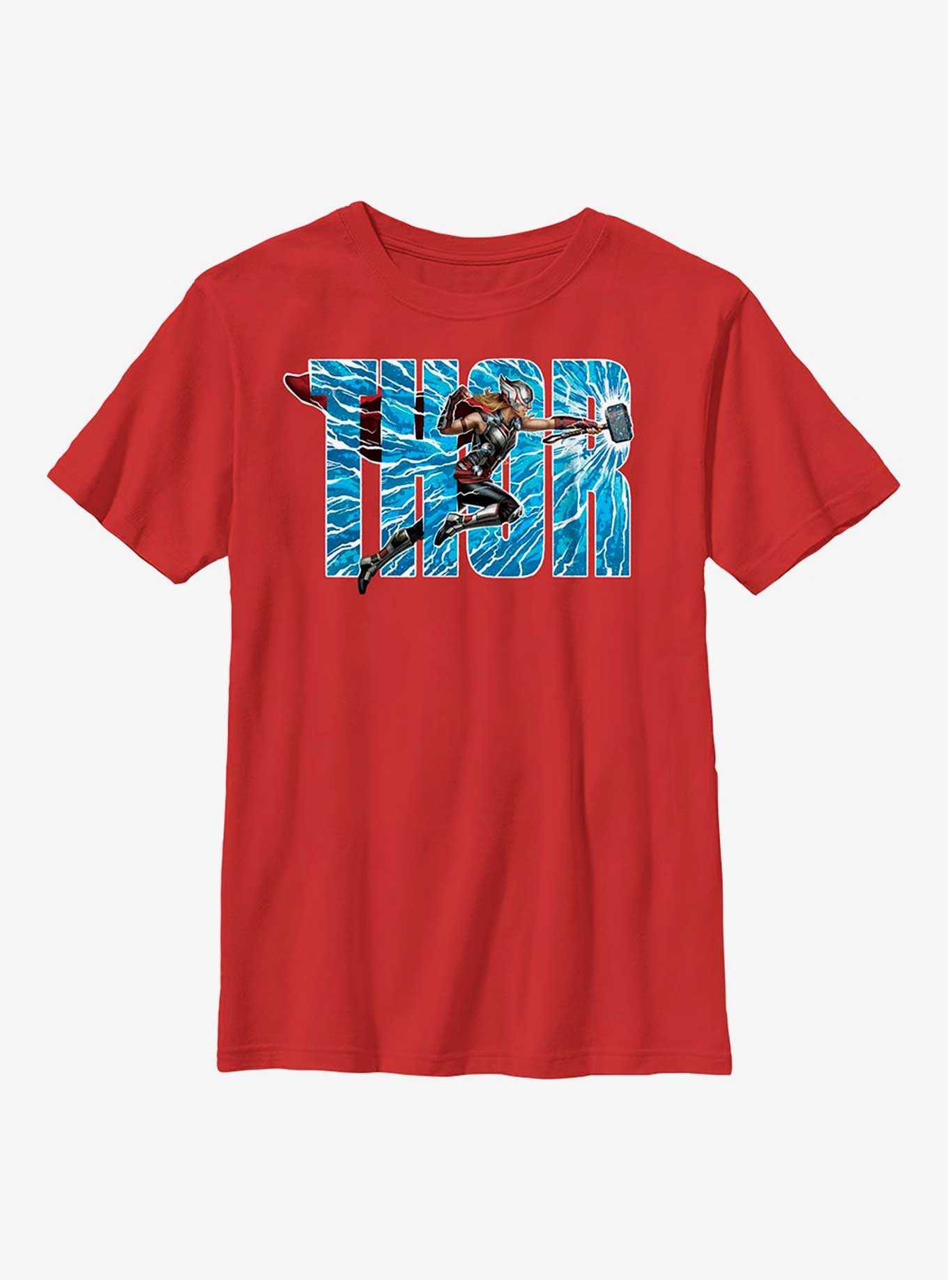 Marvel Thor: Love And Thunder Lightning Letters Youth T-Shirt, , hi-res