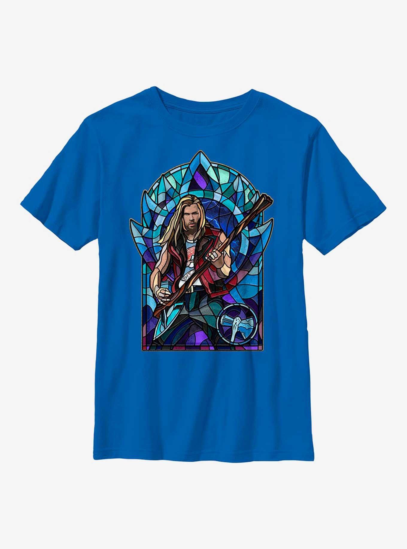 Marvel Thor: Love And Thunder Stained Glass Youth T-Shirt, ROYAL, hi-res