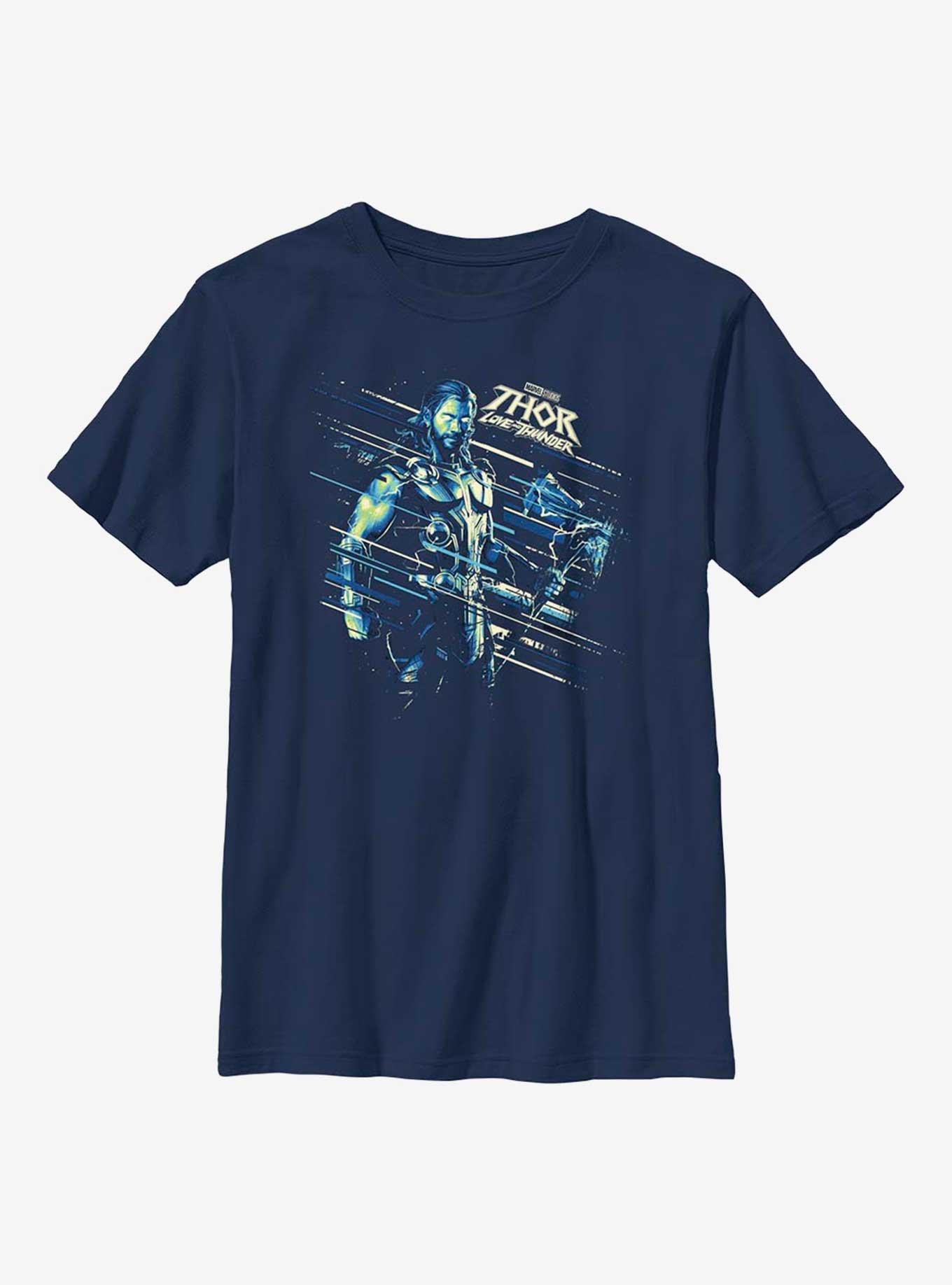 Marvel Thor: Love And Thunder Hero Shot Youth T-Shirt, NAVY, hi-res