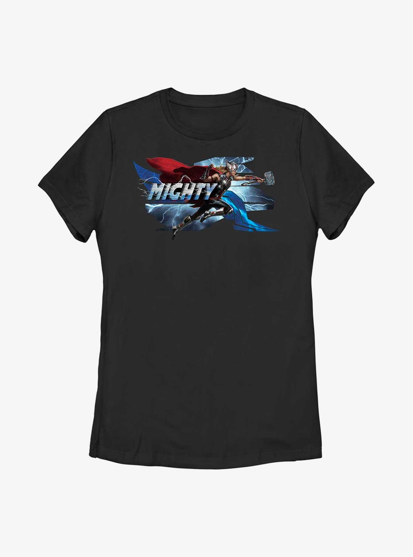 Marvel Thor: Love And Thunder Dashing Mighty Thor Womens T-Shirt, BLACK, hi-res