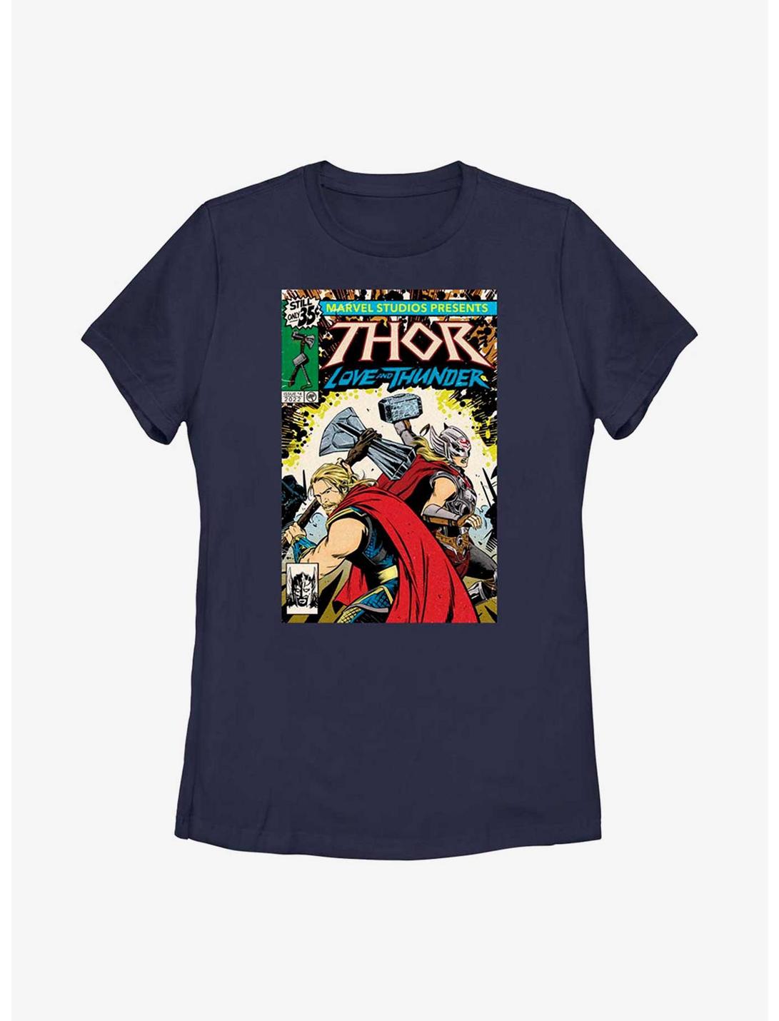 Marvel Thor: Love And Thunder Comic Cover Womens T-Shirt, NAVY, hi-res