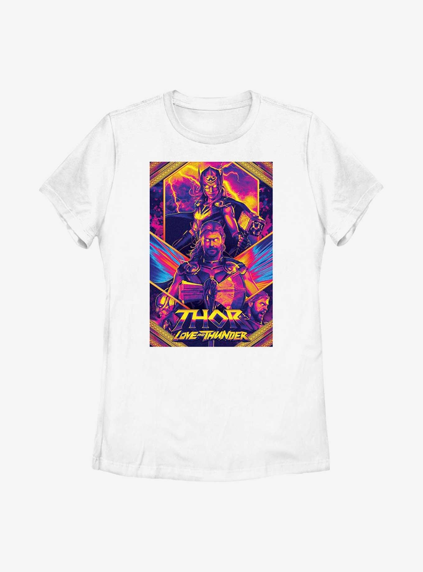 Marvel Thor: Love And Thunder Neon Poster Womens T-Shirt, WHITE, hi-res