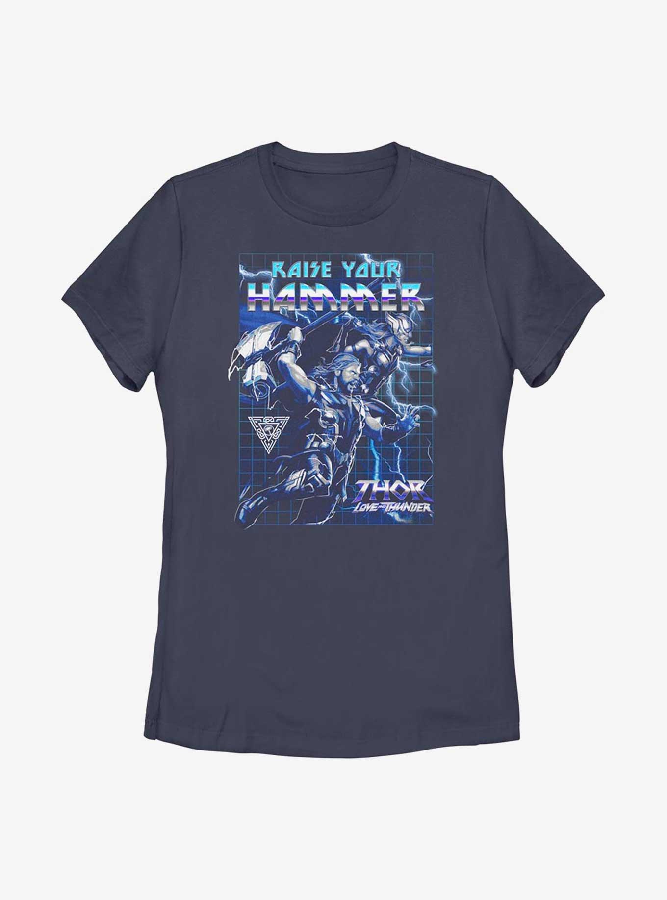 Marvel Thor: Love And Thunder Raise Your Hammer Womens T-Shirt, NAVY, hi-res