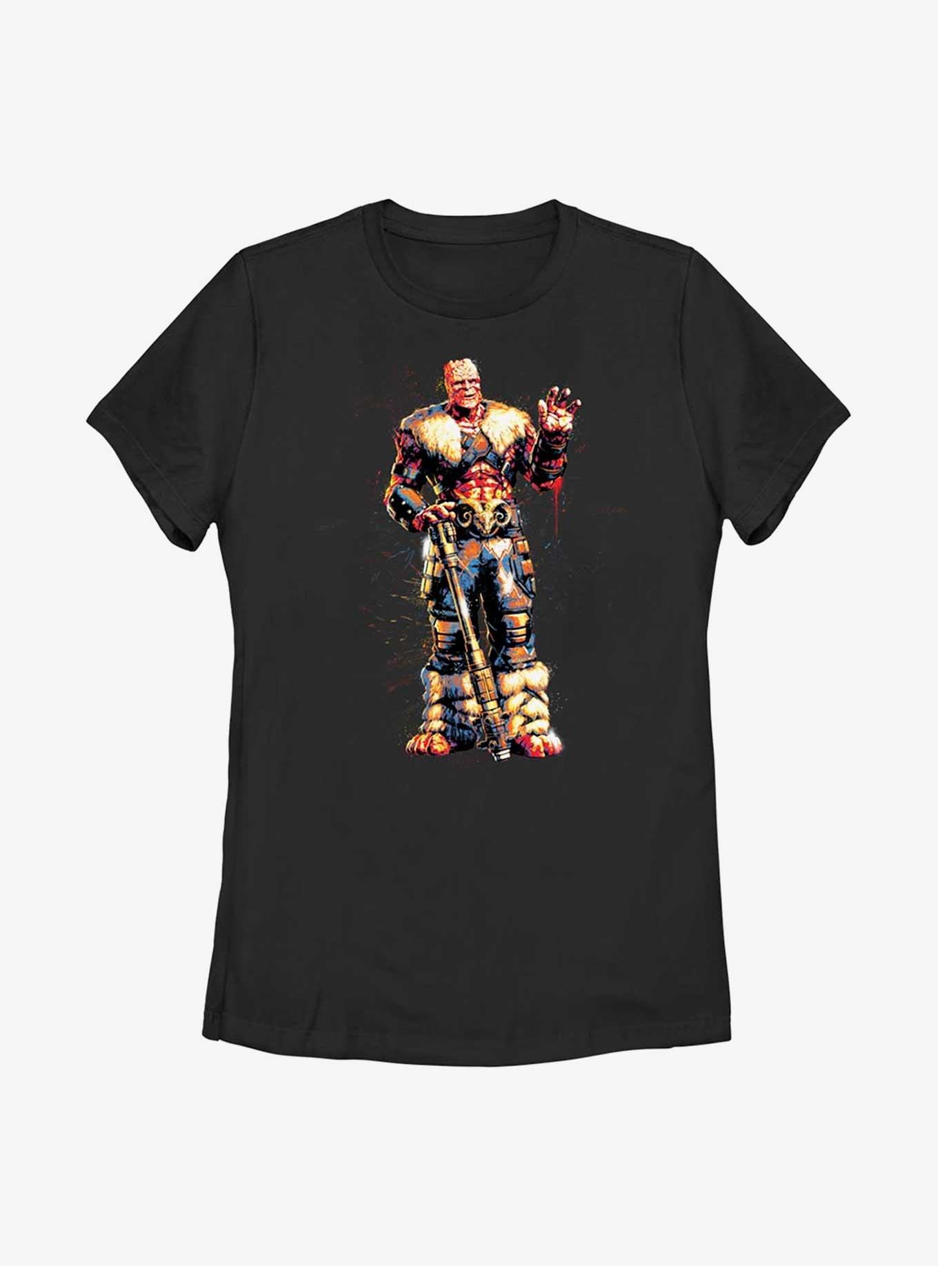 Marvel Thor: Love And Thunder Splatter Paint Korg Womens T-Shirt, BLACK, hi-res