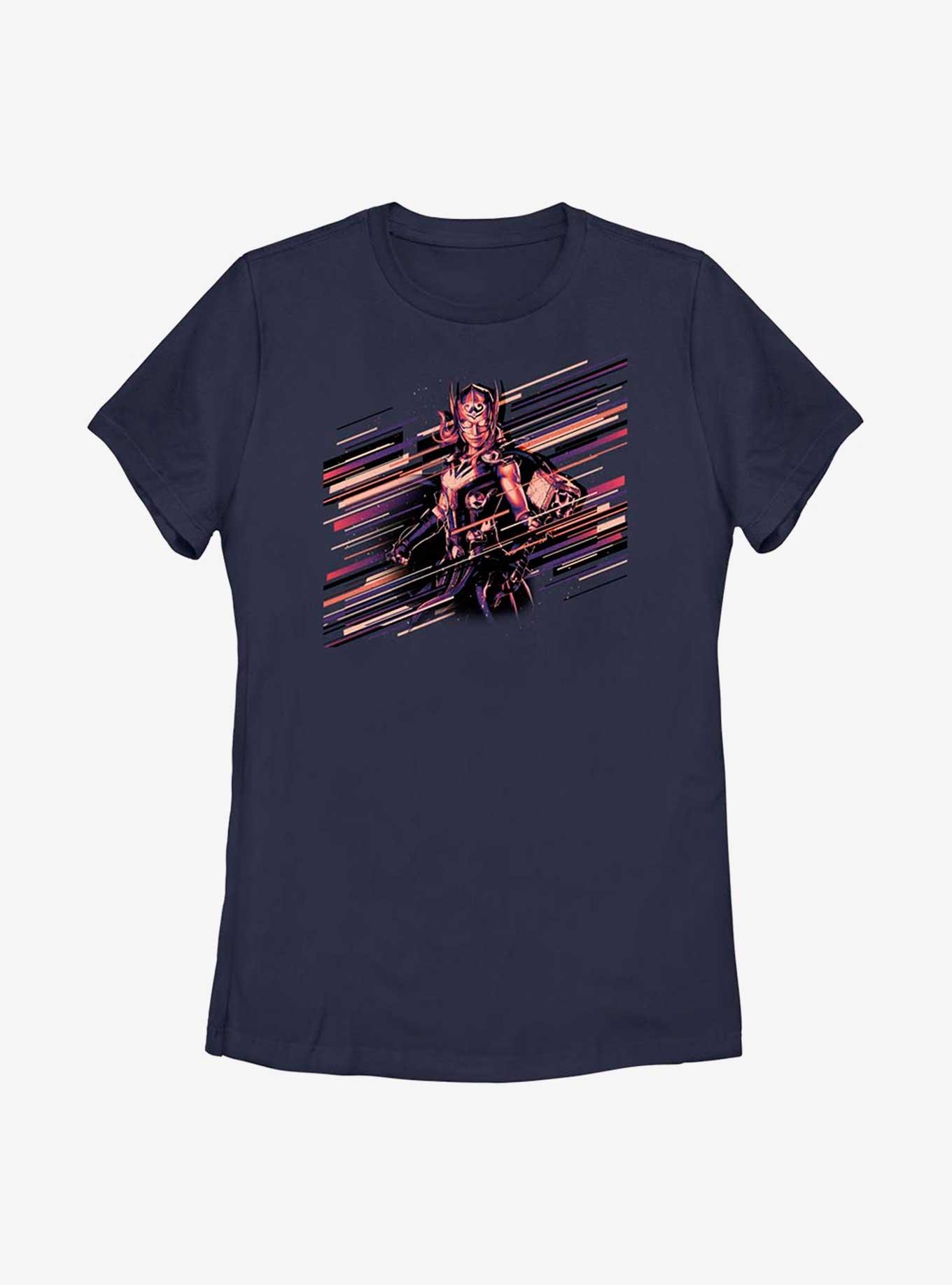 Marvel Thor: Love And Thunder Stripes Mighty Thor Womens T-Shirt, NAVY, hi-res
