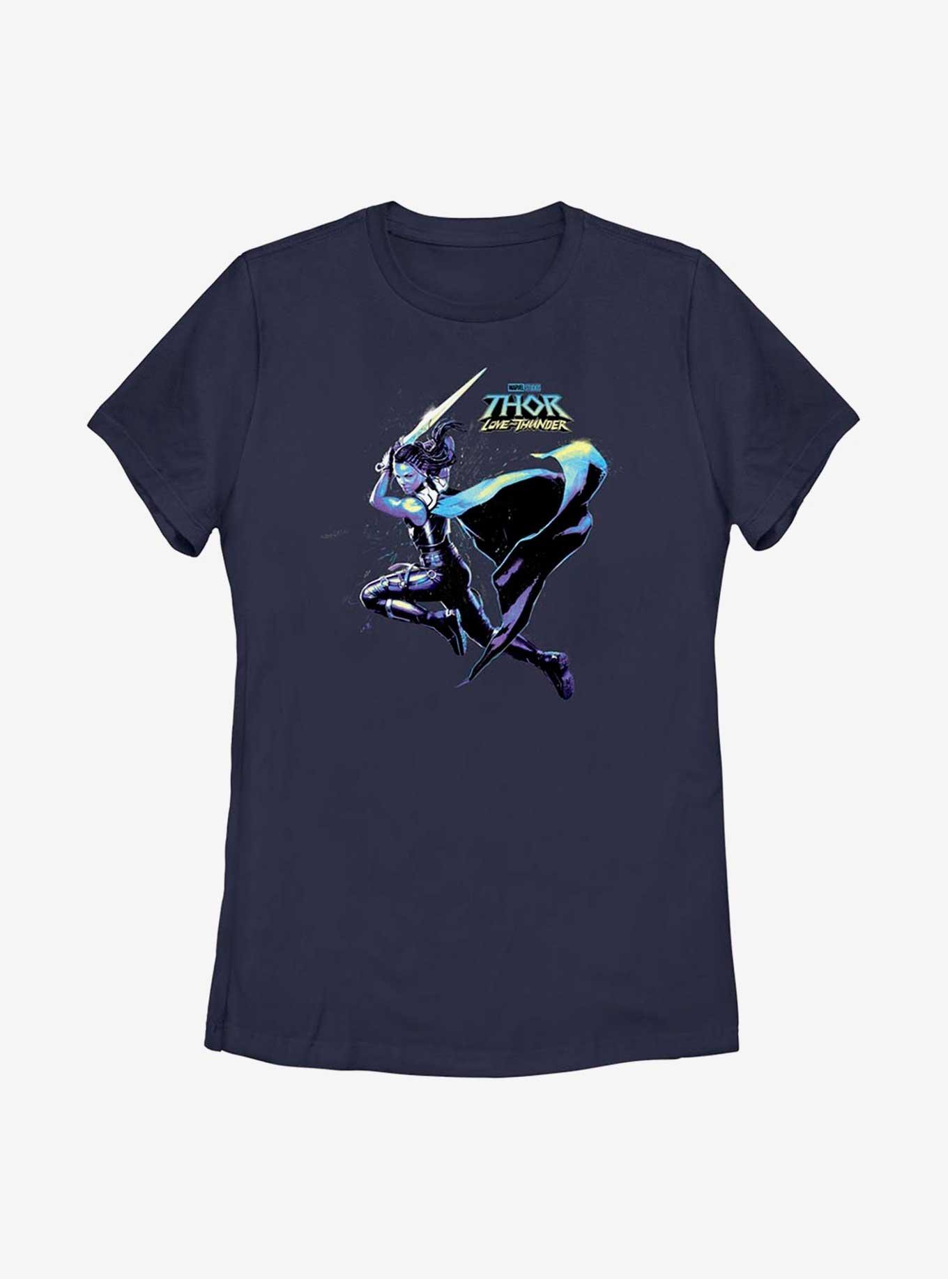Marvel Thor: Love And Thunder Valkyrie Hero Shot Womens T-Shirt, NAVY, hi-res