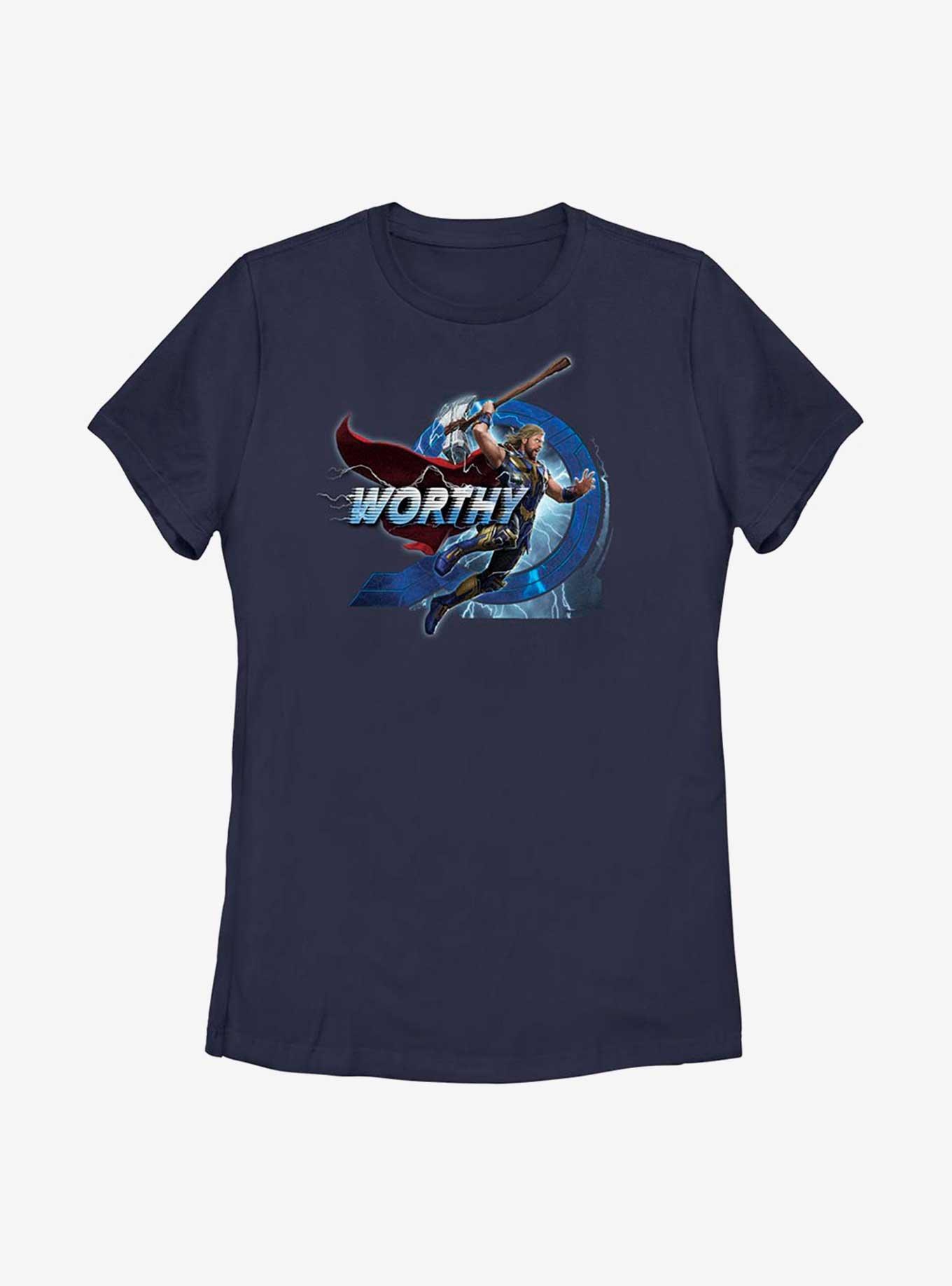 Marvel Thor: Love And Thunder Worthy Jump Womens T-Shirt, NAVY, hi-res
