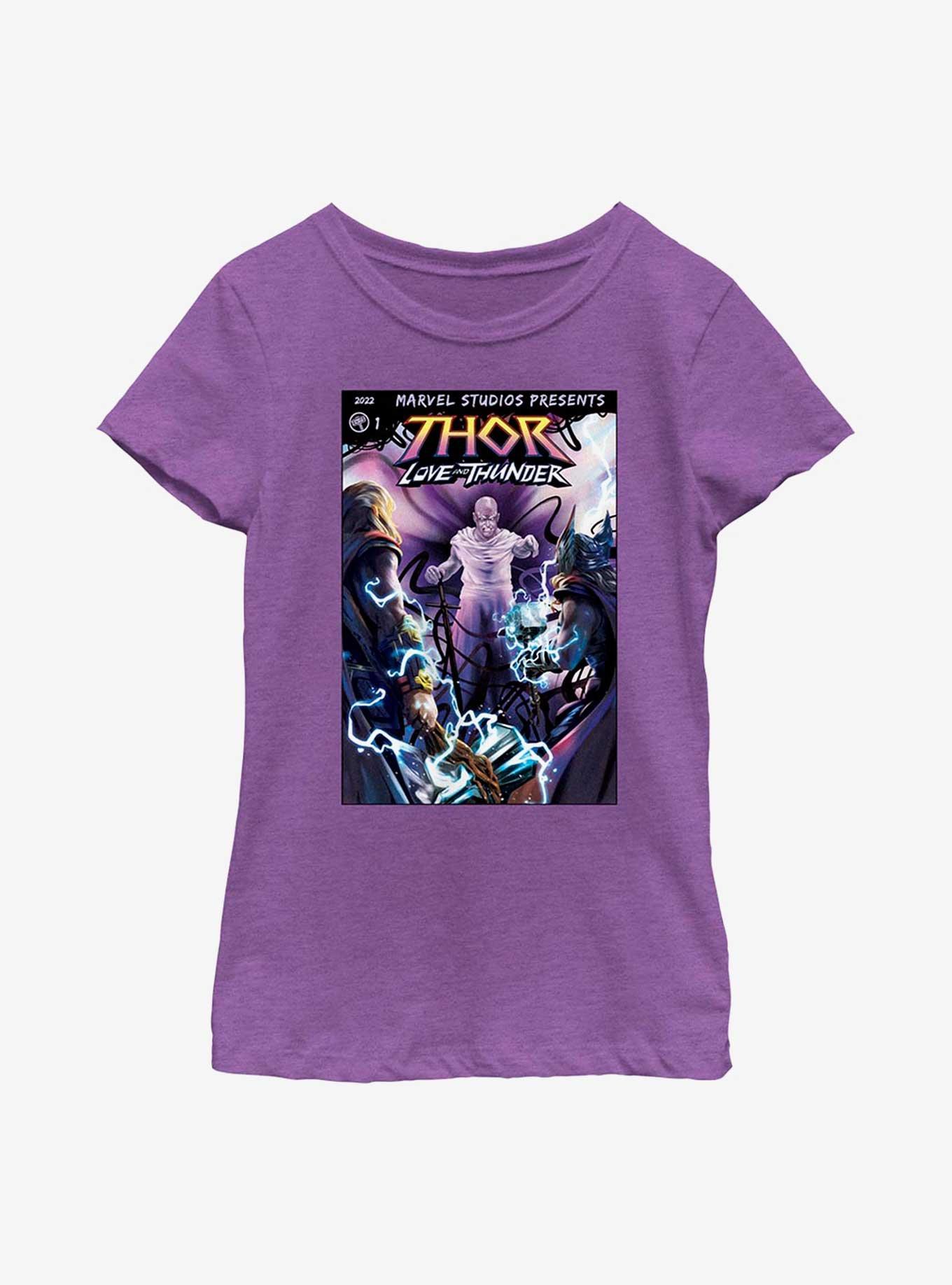 Marvel Thor: Love And Thunder Gorr Comic Cover Youth Girls T-Shirt, PURPLE BERRY, hi-res