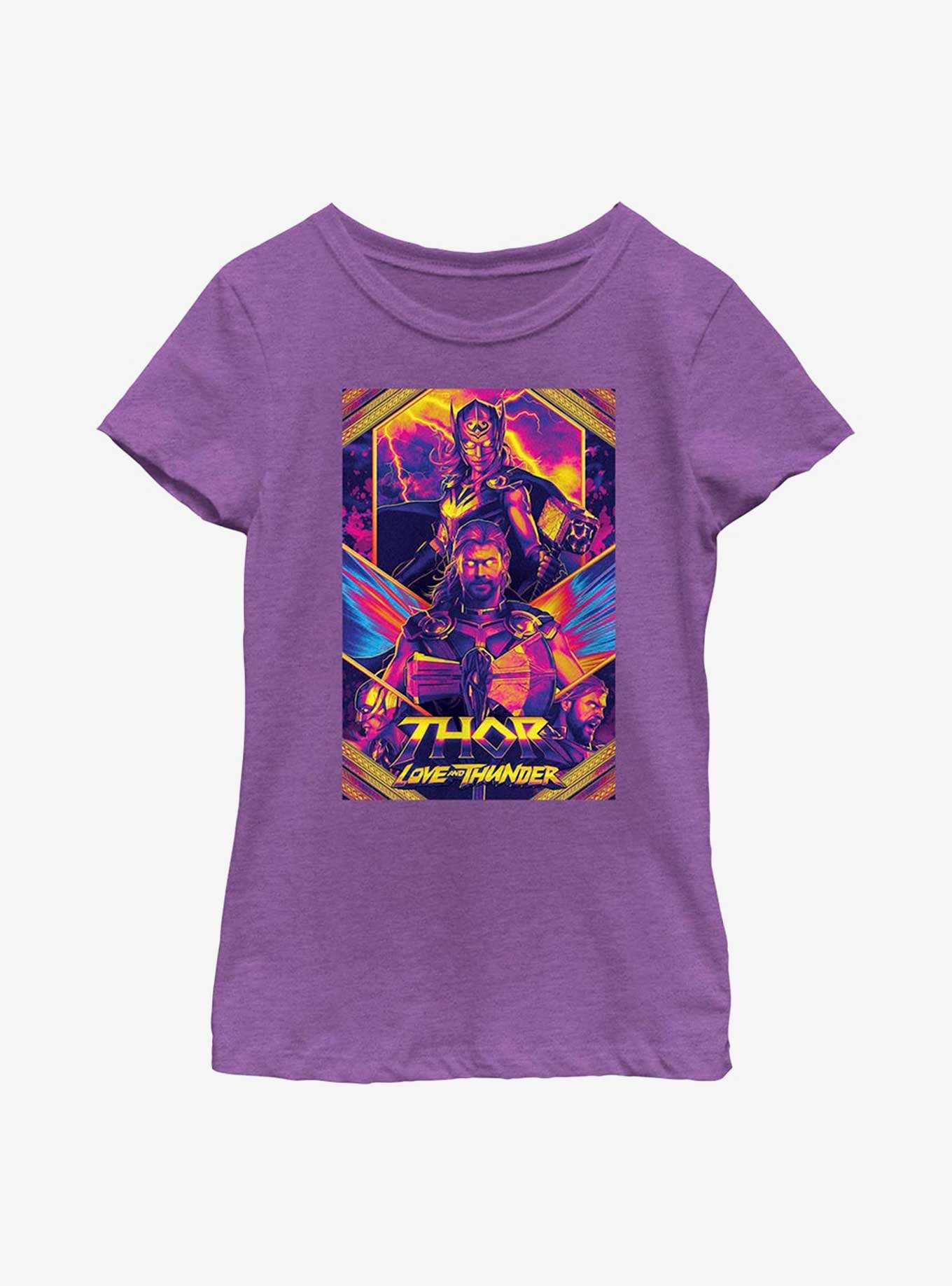 Marvel Thor: Love And Thunder Neon Poster Youth Girls T-Shirt, , hi-res