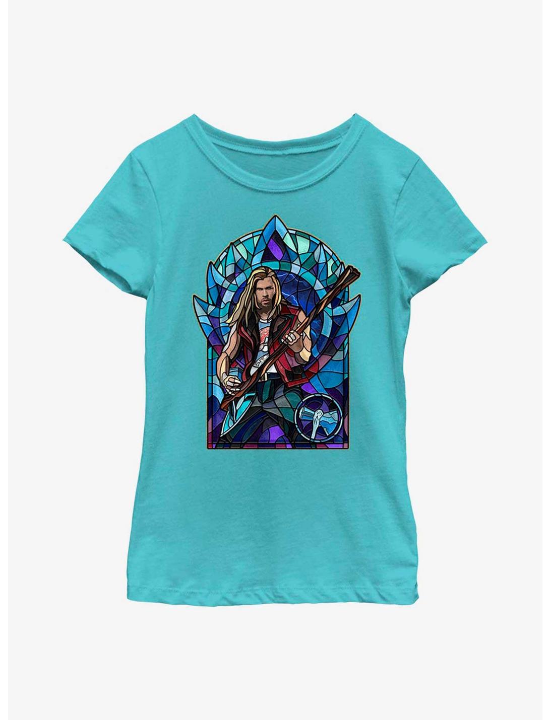 Marvel Thor: Love And Thunder Stained Glass Youth Girls T-Shirt, TAHI BLUE, hi-res