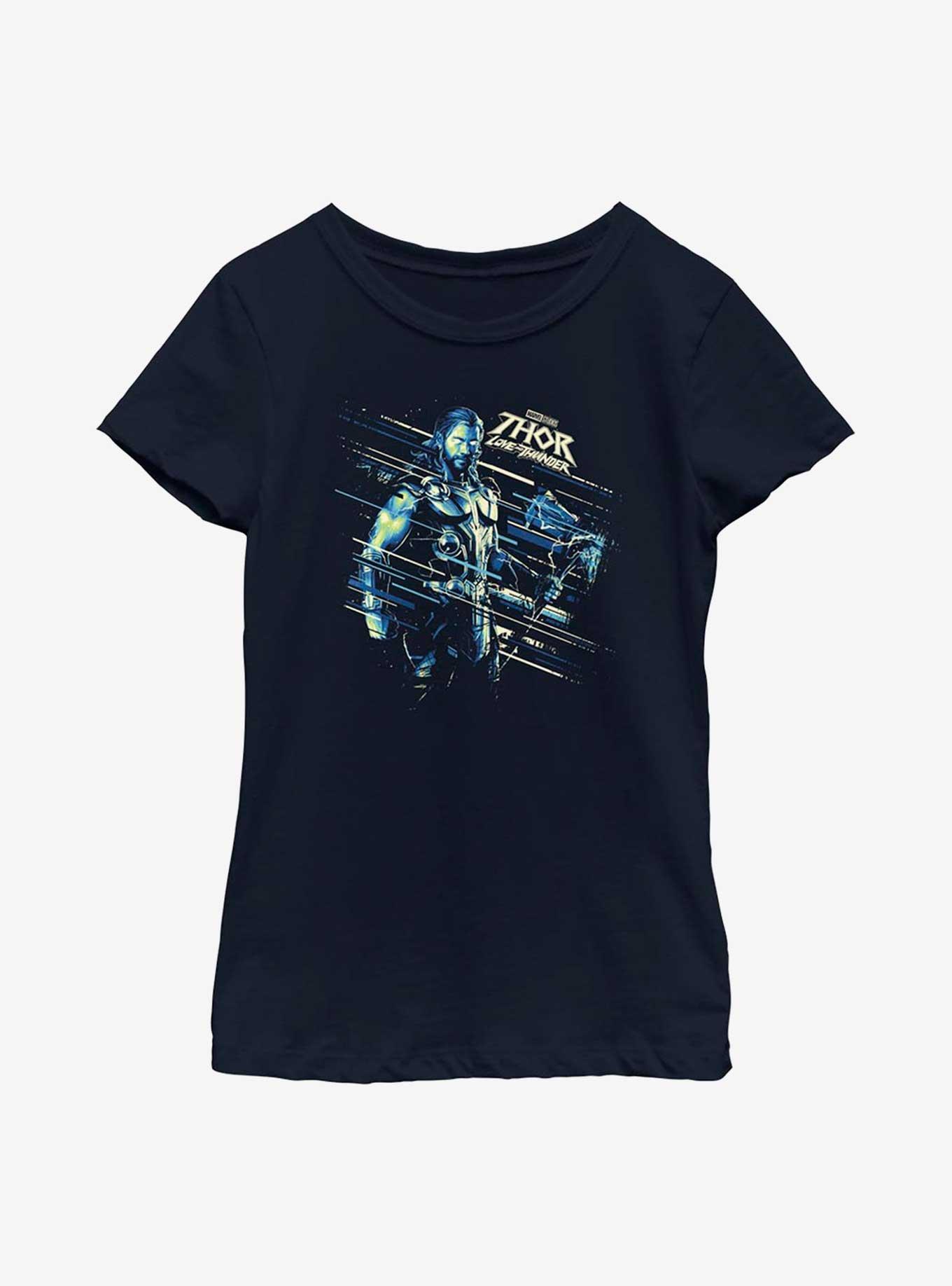 Marvel Thor: Love And Thunder Hero Shot Youth Girls T-Shirt, NAVY, hi-res