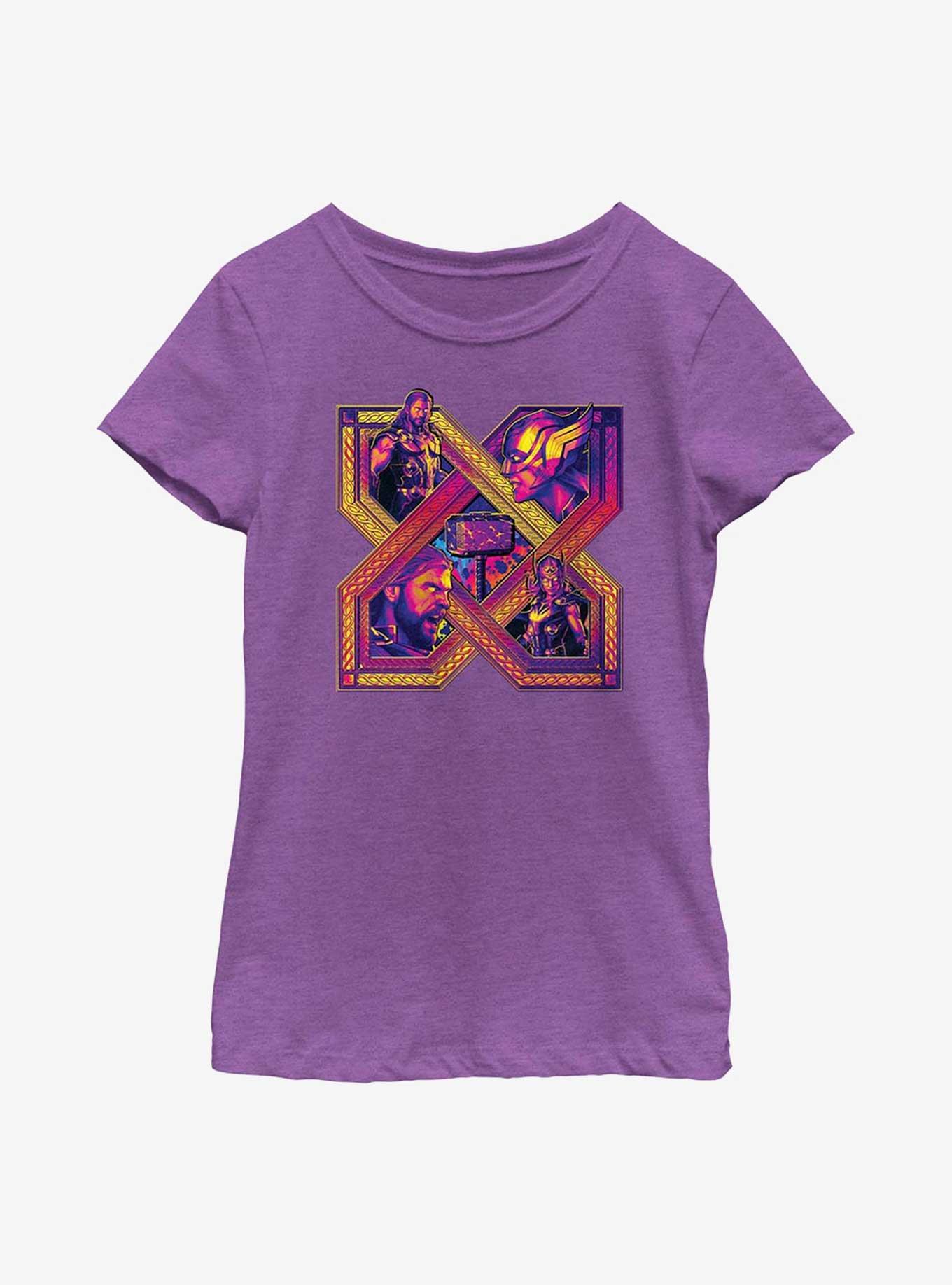 Marvel Thor: Love And Thunder X Lockup Youth Girls T-Shirt, PURPLE BERRY, hi-res