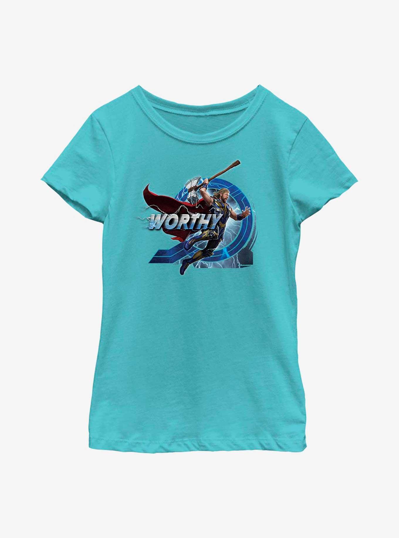 Marvel Thor: Love And Thunder Worthy Jump Youth Girls T-Shirt, TAHI BLUE, hi-res