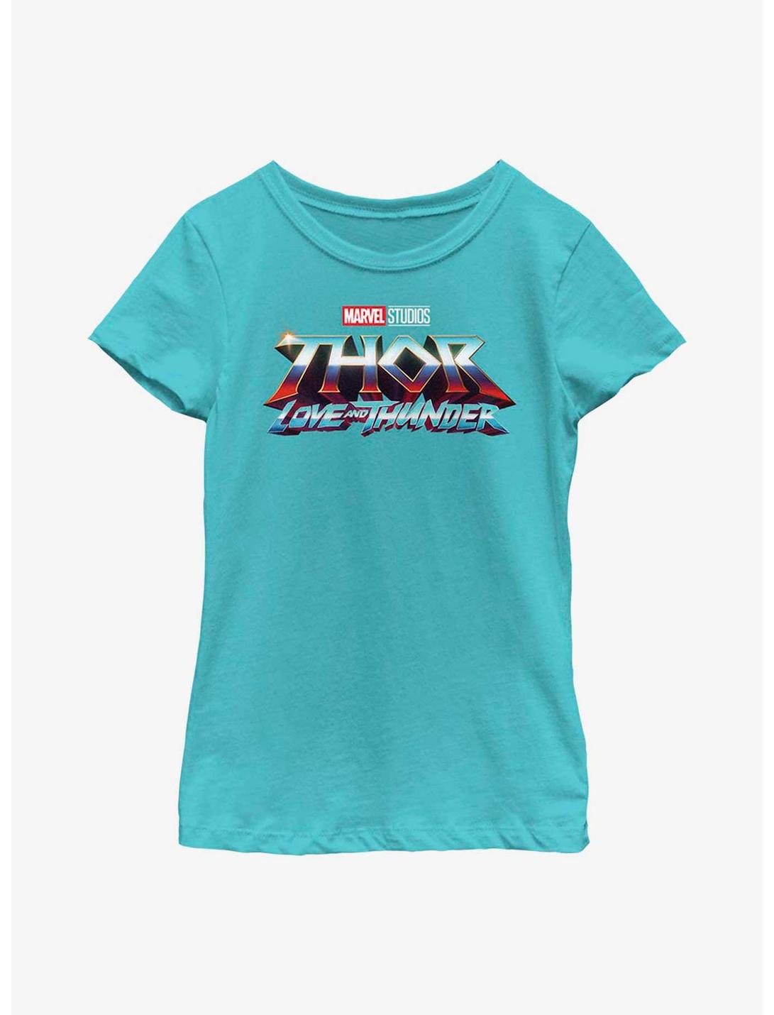 Marvel Thor: Love And Thunder Logo Youth Girls T-Shirt, TAHI BLUE, hi-res
