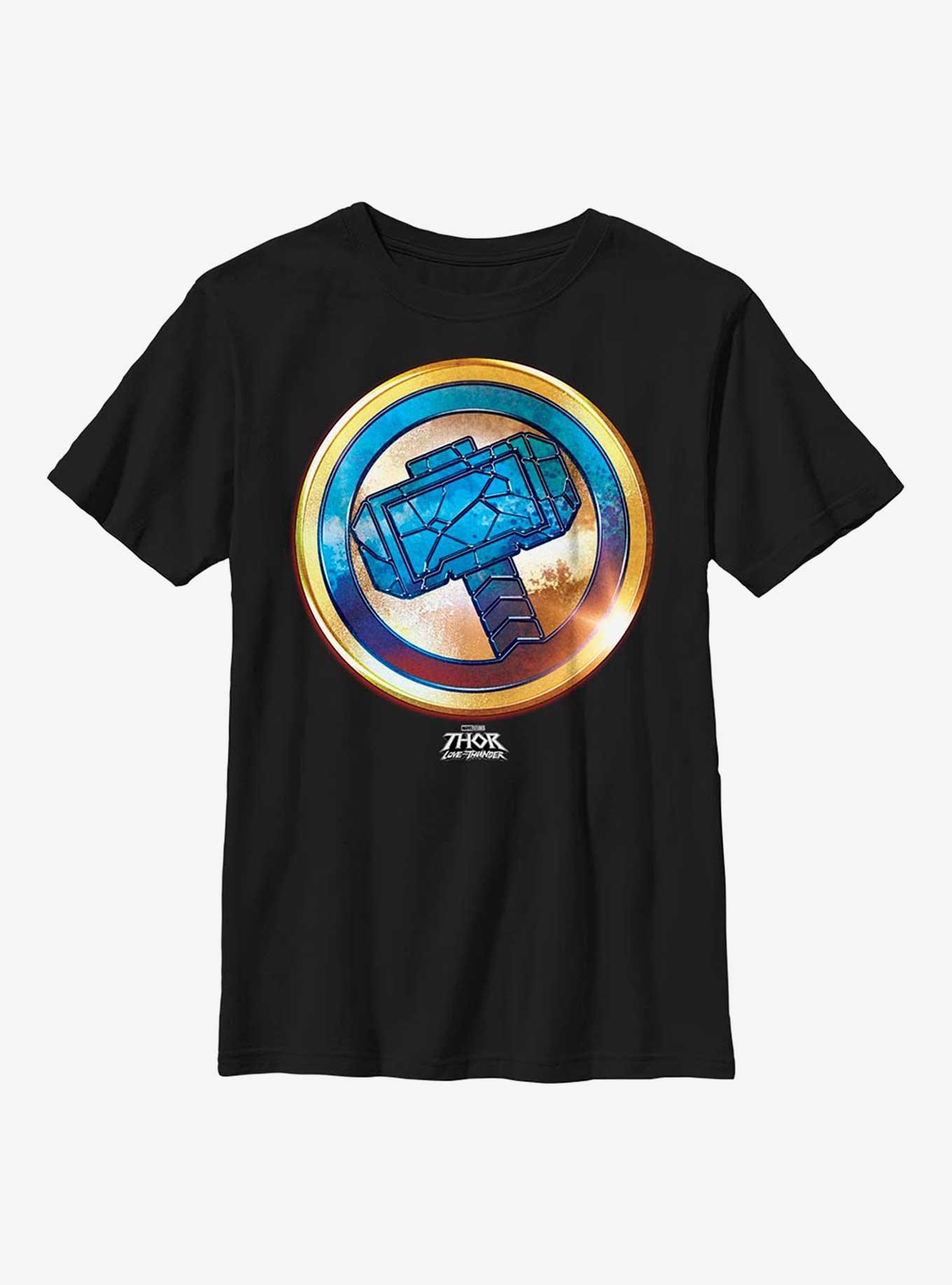 Marvel Thor: Love And Thunder Mjolnir Gold Youth T-Shirt, BLACK, hi-res
