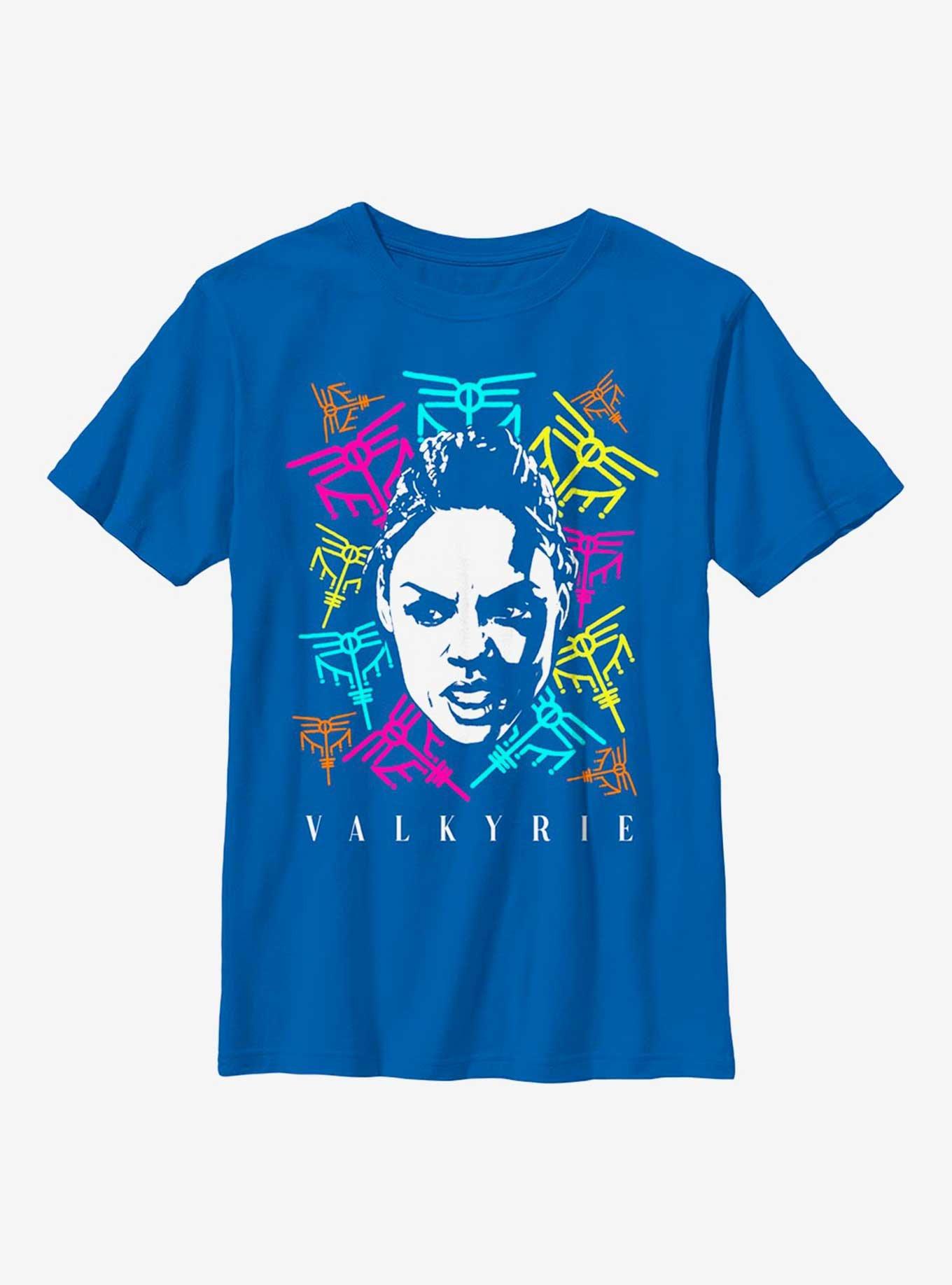 Marvel Thor: Love And Thunder Valkyrie Logos Youth T-Shirt, ROYAL, hi-res