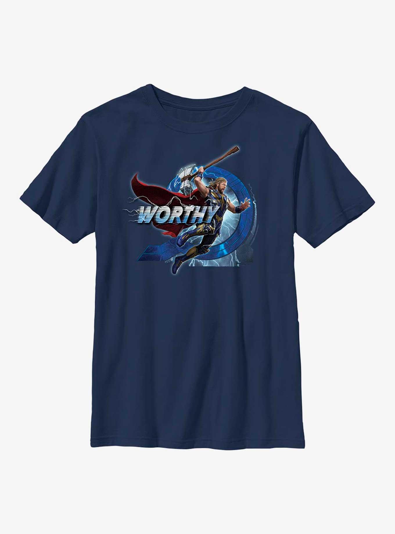 Marvel Thor: Love And Thunder Worthy Jump Youth T-Shirt, NAVY, hi-res