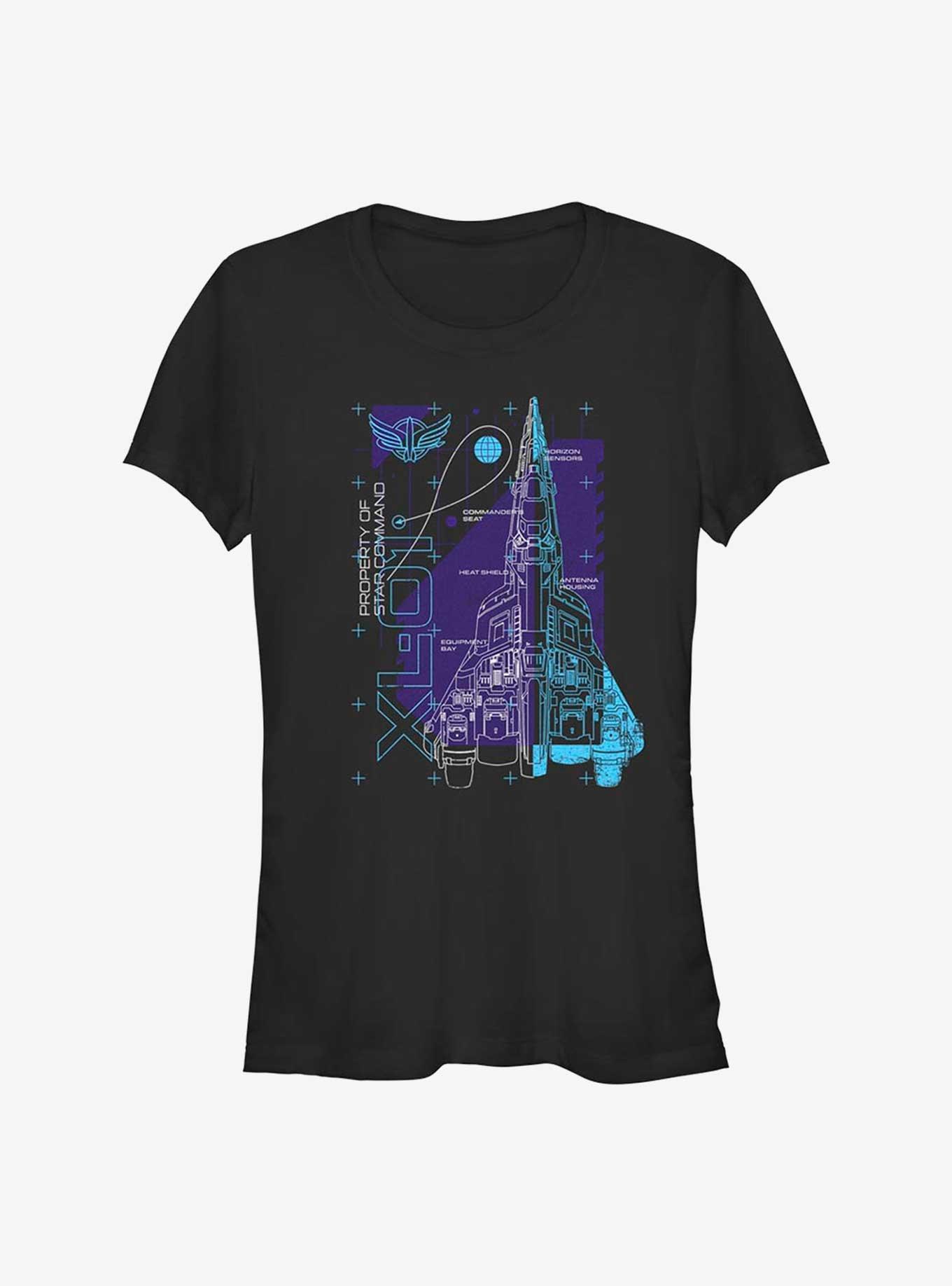 Disney Pixar Lightyear Ship Schematic Girls T-Shirt, BLACK, hi-res