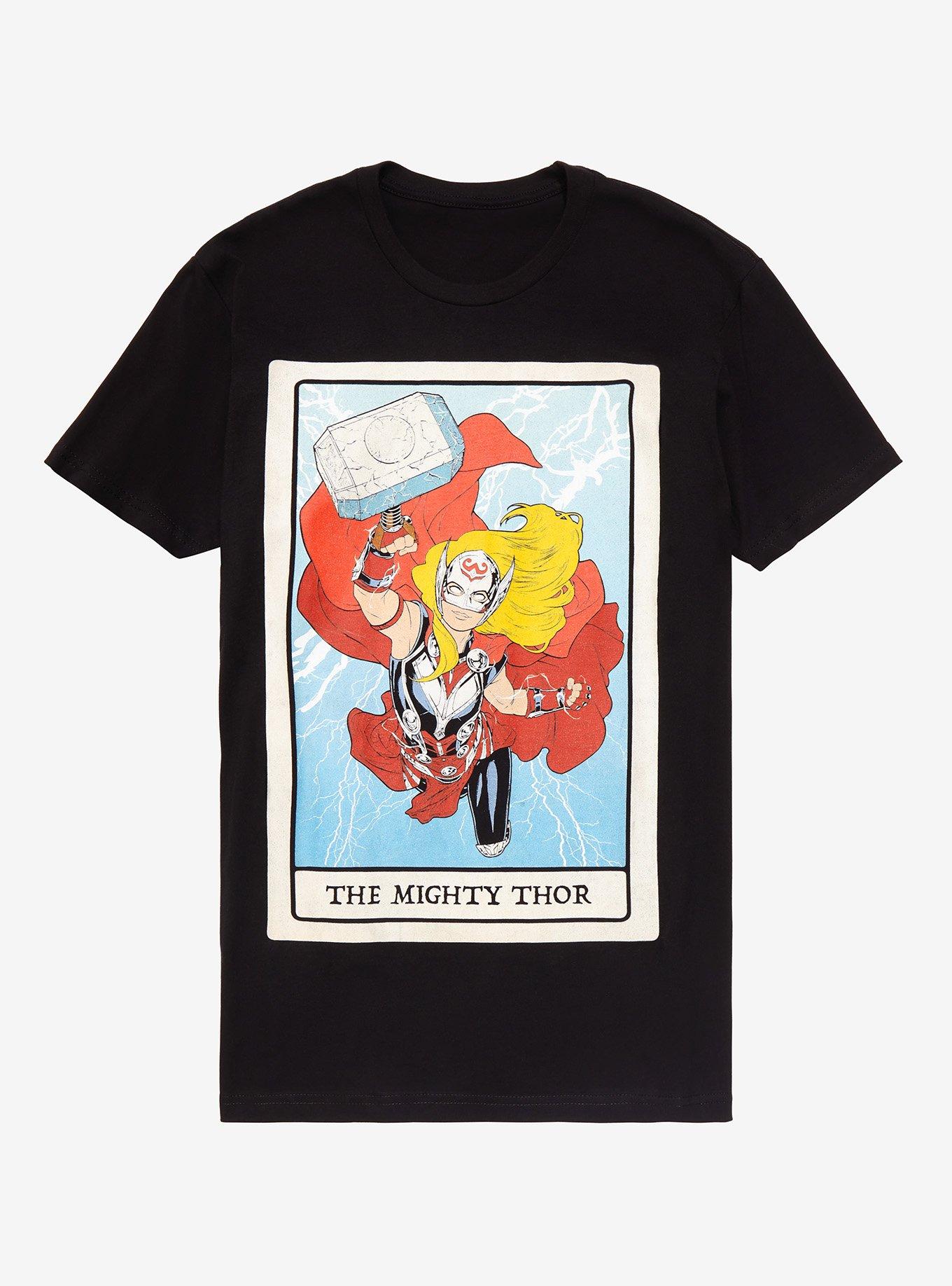 Marvel Mighty Thor Tarot Card T-Shirt - BoxLunch Exclusive , BLACK, hi-res