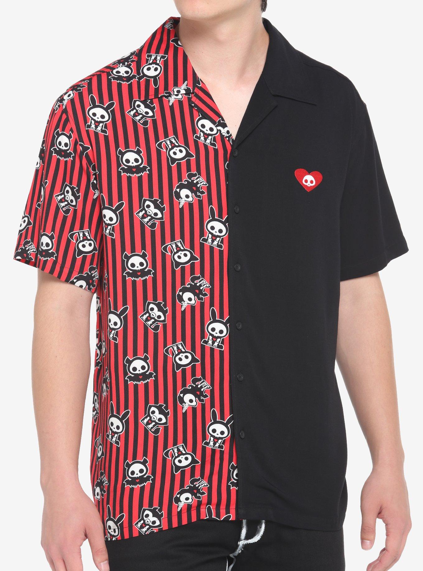 Skelanimals Stripe Split Woven Button-Up, MULTI, hi-res