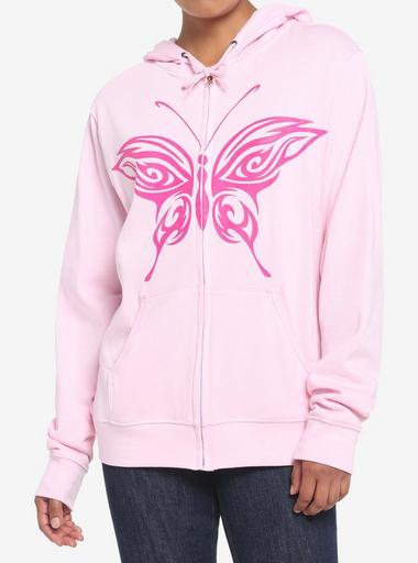 Pink Butterfly Y2K Girls Hoodie | Hot Topic