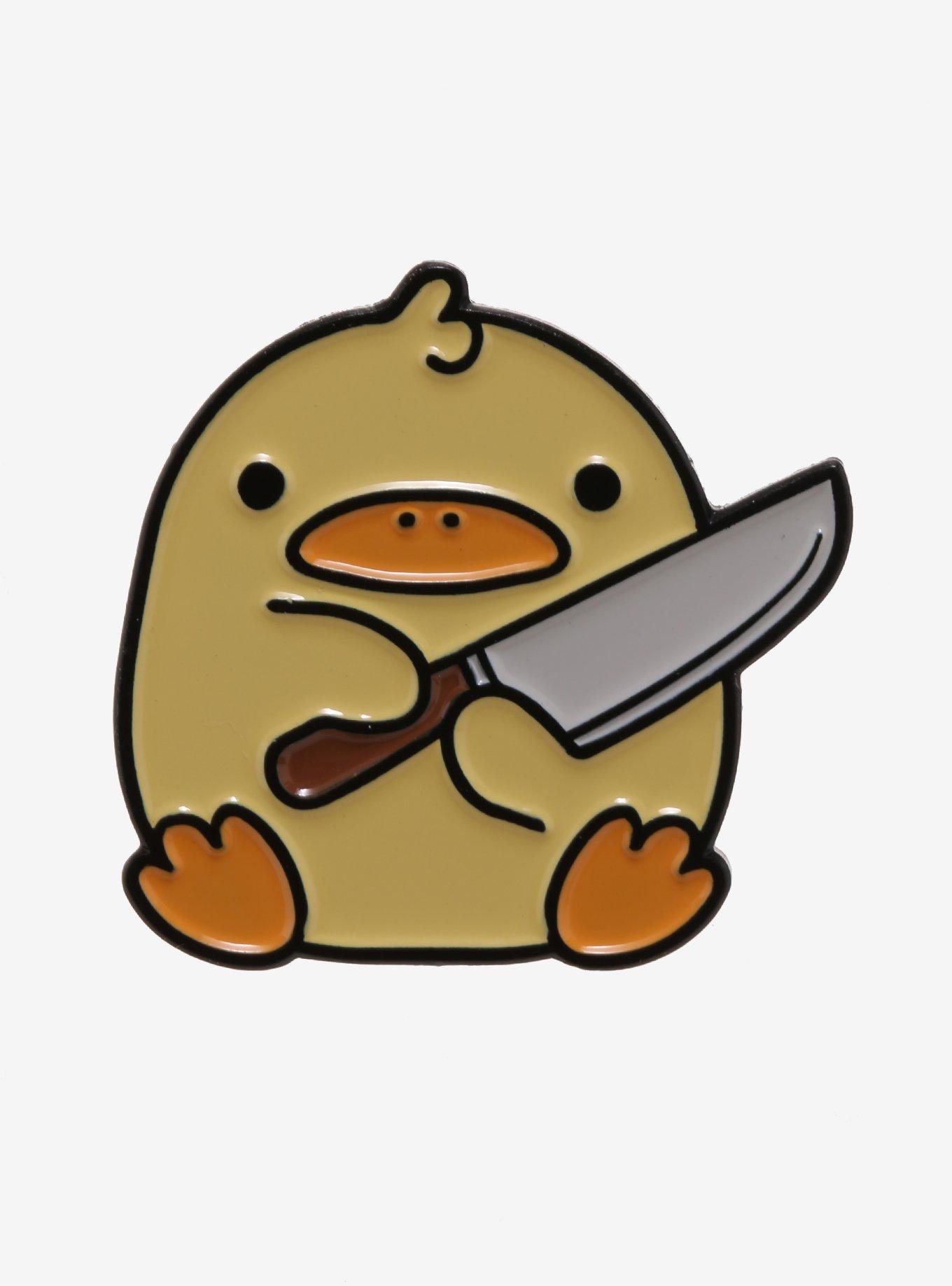 Sitting Duck With Knife Enamel Pin, , hi-res