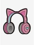 Cat Headphones Enamel Pin, , hi-res