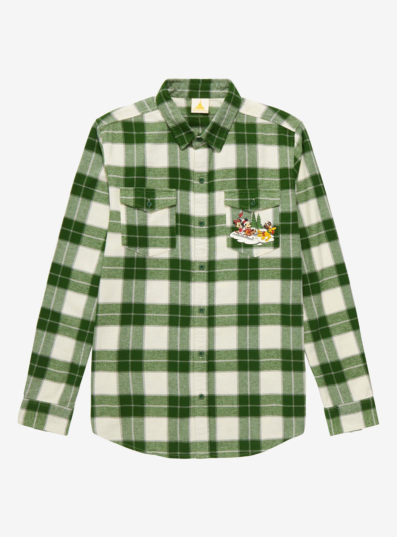 Disney Walt Disney World 50th Anniversary Chip 'n' Dale Winter Wonderland Women's Flannel - BoxLunch Exclusive, PLAID, hi-res