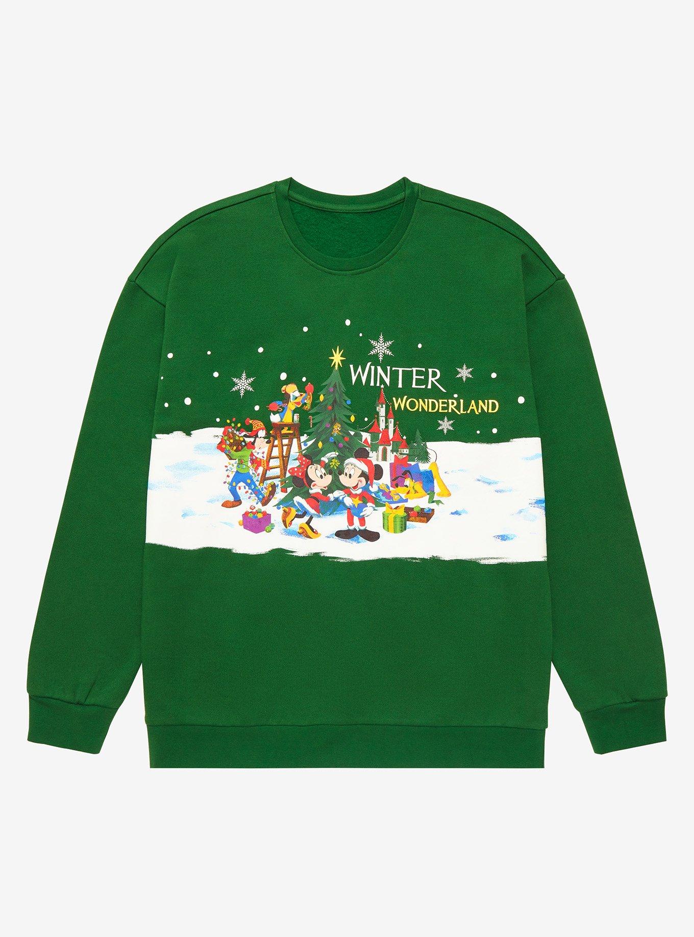 Disney Walt Disney World Winter Wonderland Group Portrait Crewneck - BoxLunch Exclusive, FOREST, hi-res