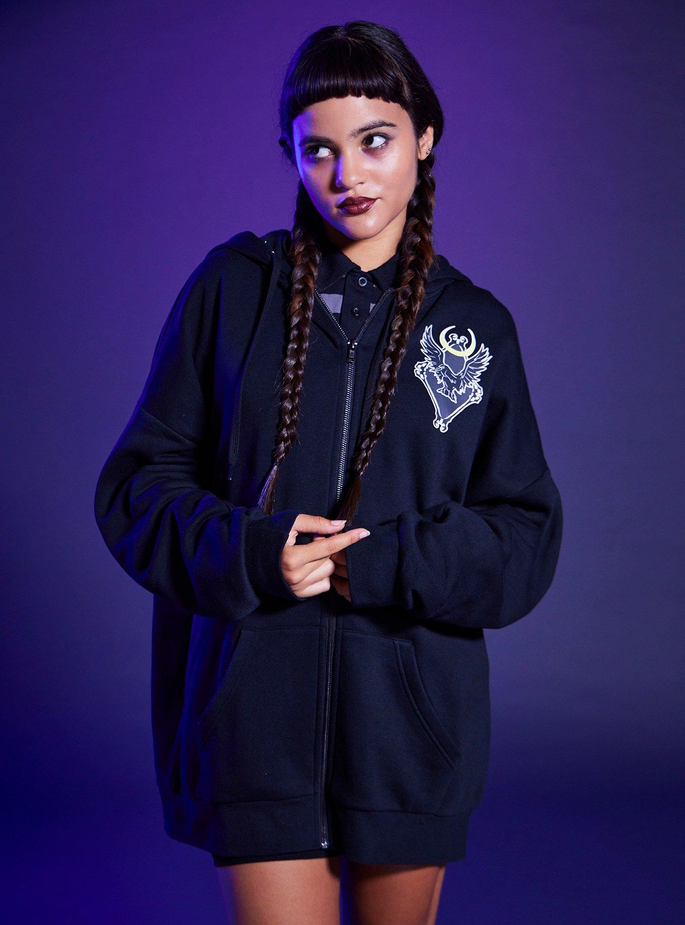Wednesday Darkness Friend Oversized Hoodie, DEEP BLACK, hi-res
