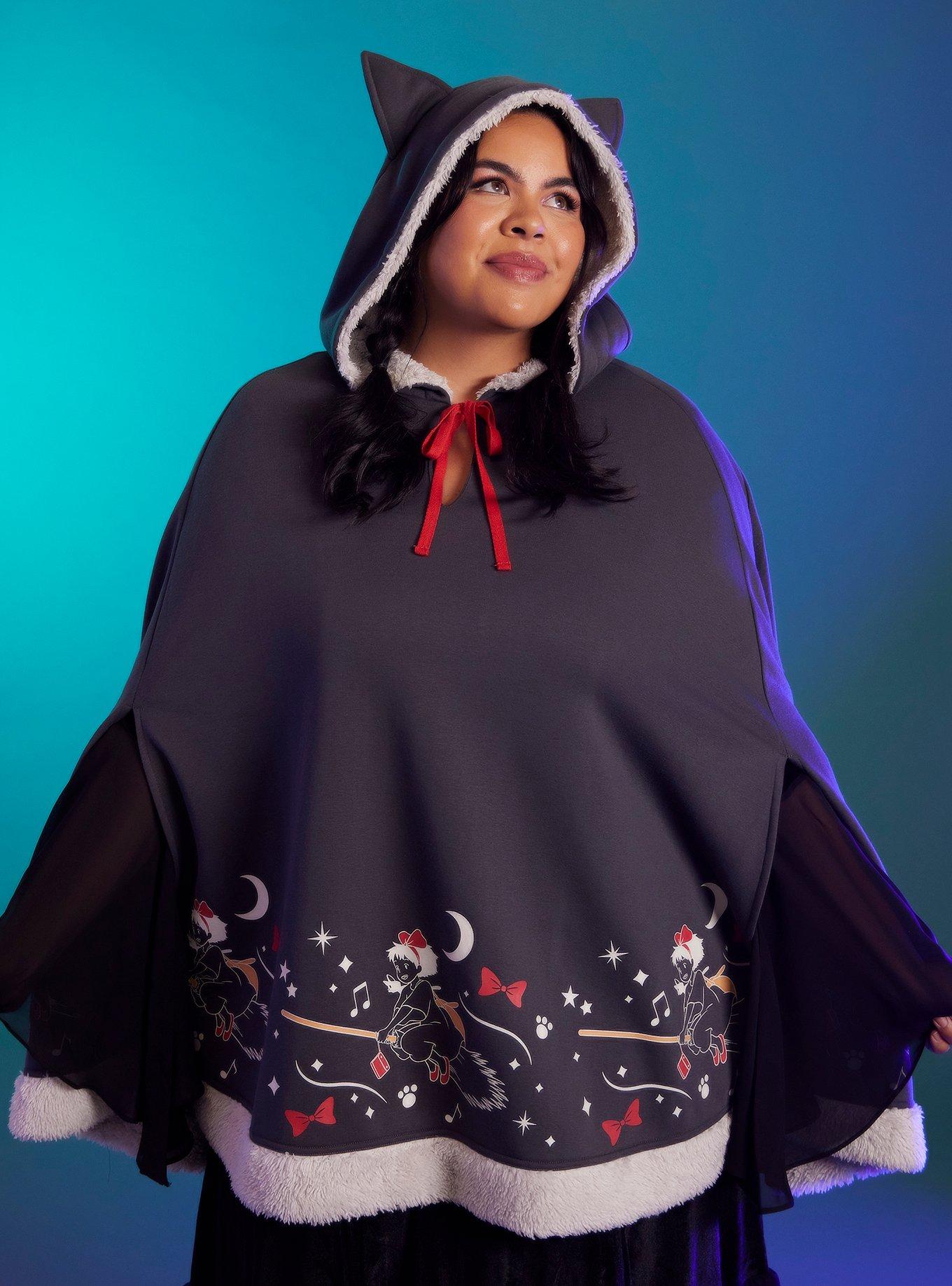 Her Universe Studio Ghibli Kiki's Delivery Service Fuzzy Trim Poncho Plus Size, MULTI, hi-res