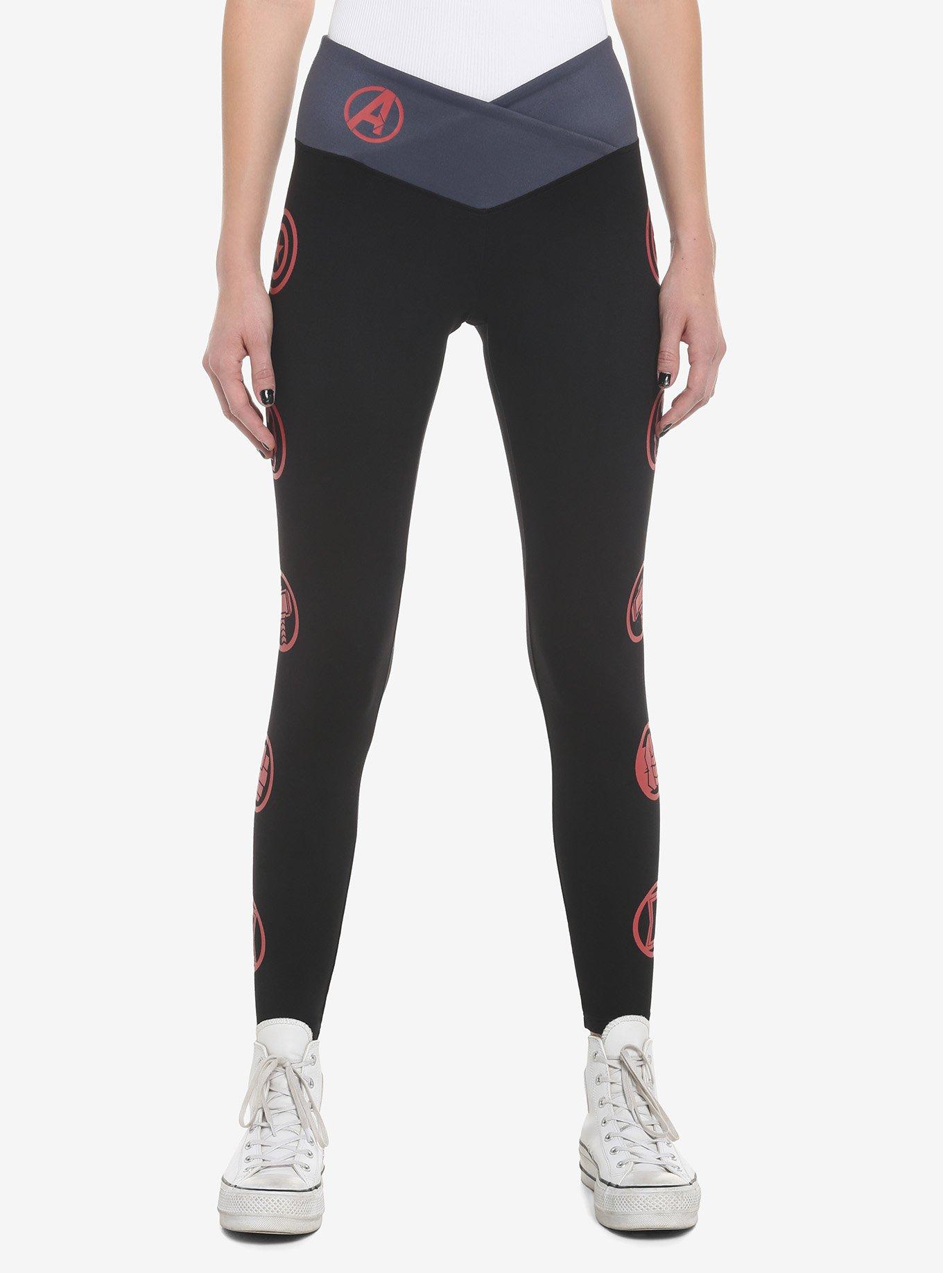 Her Universe Marvel Avengers Icons Leggings, BLACK  RED, hi-res