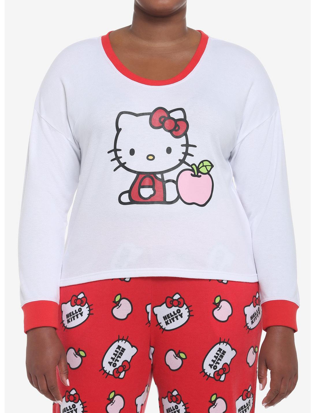 Hello Kitty Apple Skimmer Long-Sleeve Pajama Top Plus Size, PINK, hi-res