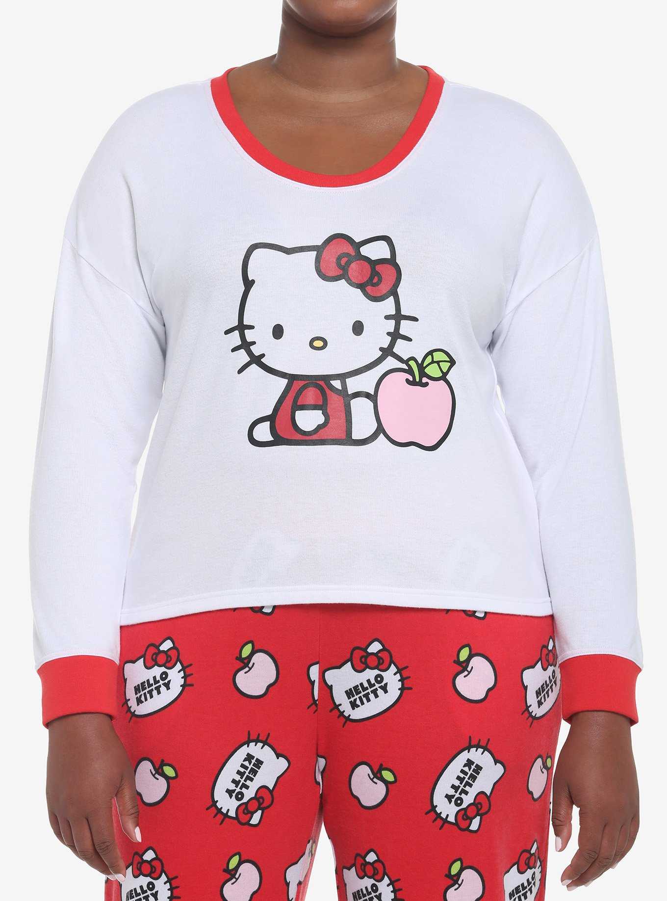 Hello Kitty Apple Skimmer Long-Sleeve Pajama Top Plus Size, , hi-res