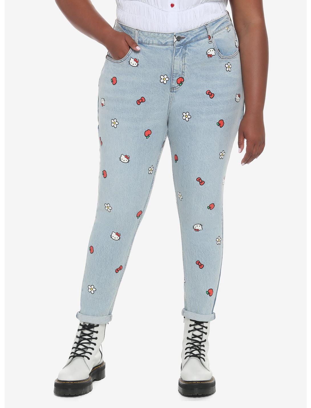 Hello Kitty Icons Mom Jeans Plus Size, LIGHT WASH, hi-res