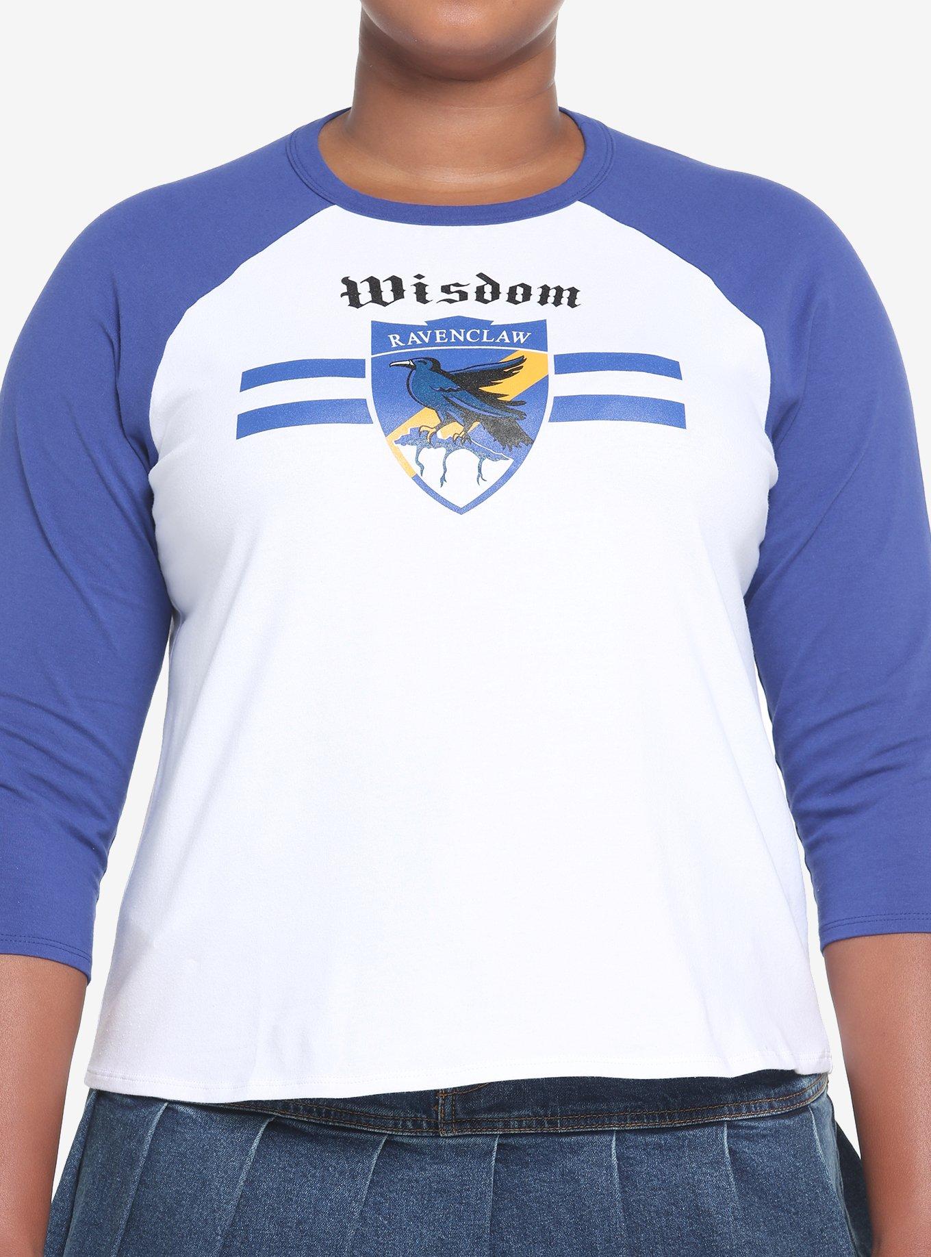 Harry Potter Ravenclaw Varsity Crop Raglan T-Shirt Plus Size, BLUE  WHITE, hi-res