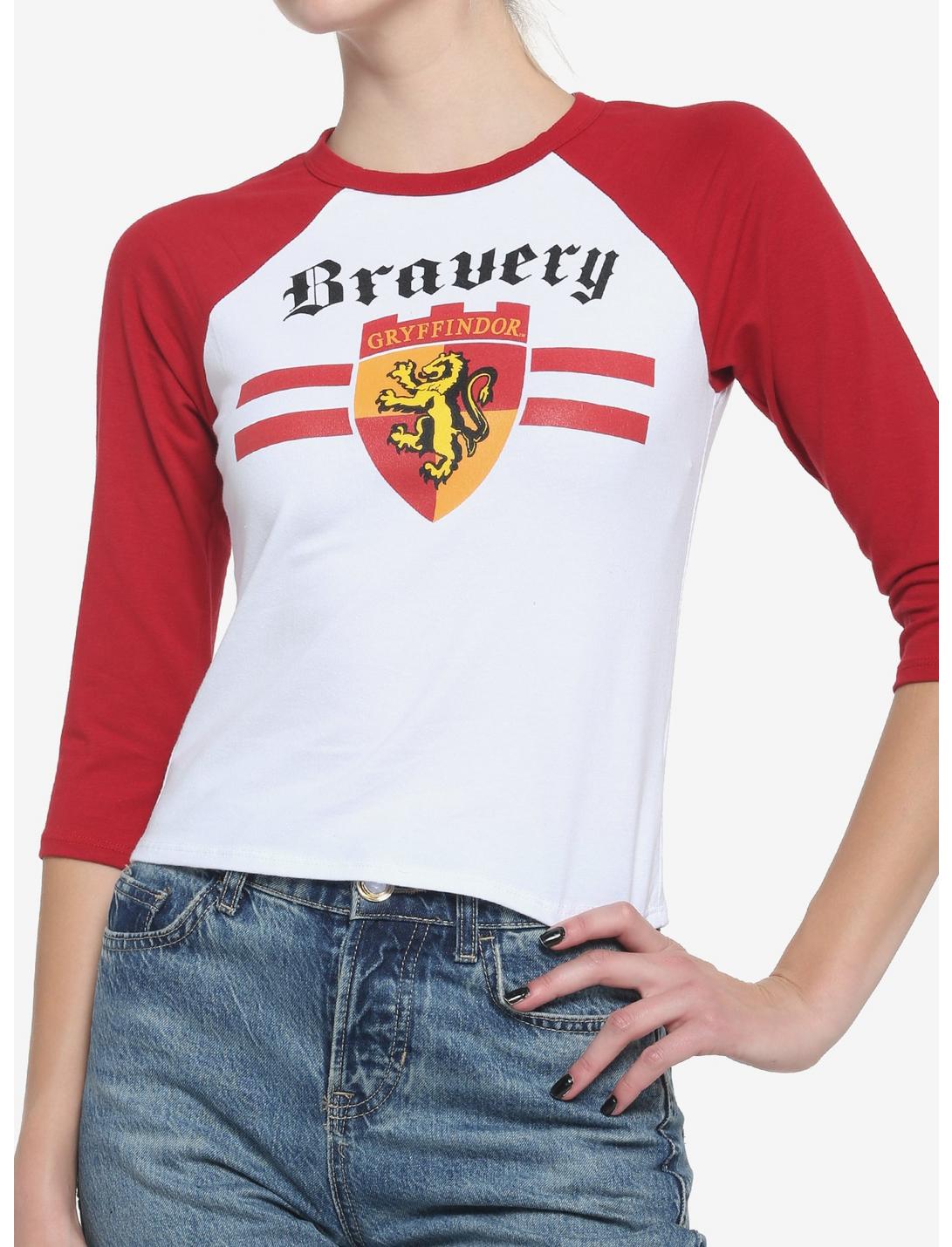 Harry Potter Gryffindor Varsity Raglan Crop T-Shirt, RED  WHITE, hi-res