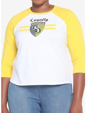 Harry Potter Hufflepuff Varsity Crop Raglan T-Shirt Plus Size, , hi-res