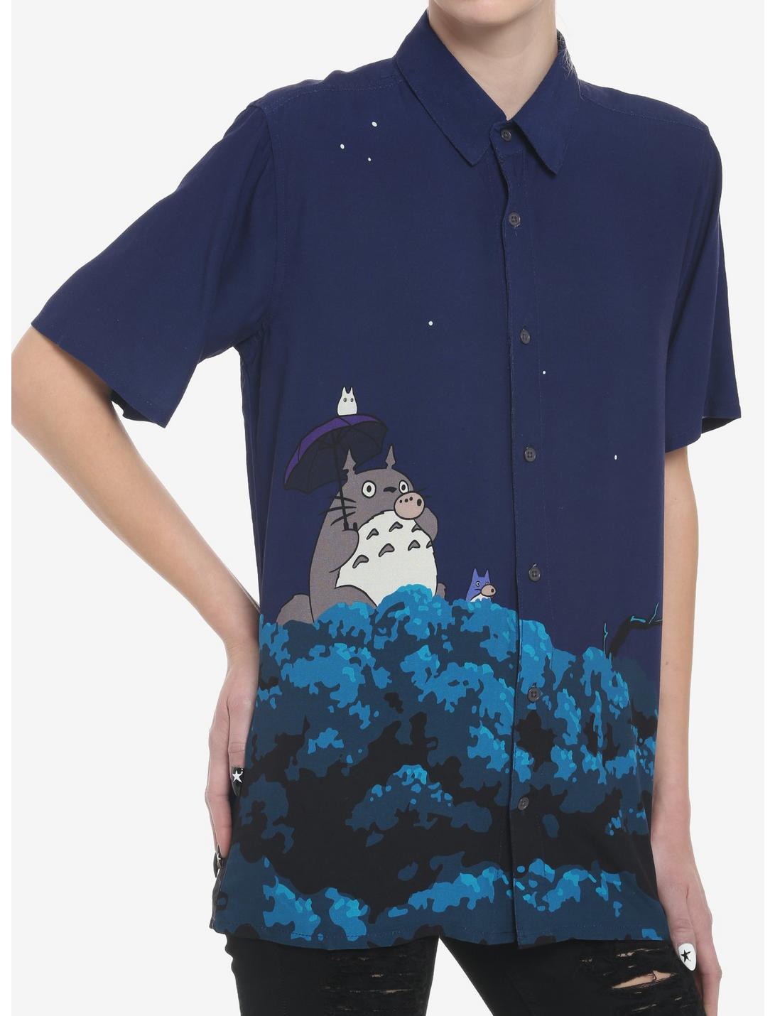 Her Universe Studio Ghibli My Neighbor Totoro Night Sky Oversized Woven Button-Up, BLUE  NAVY, hi-res