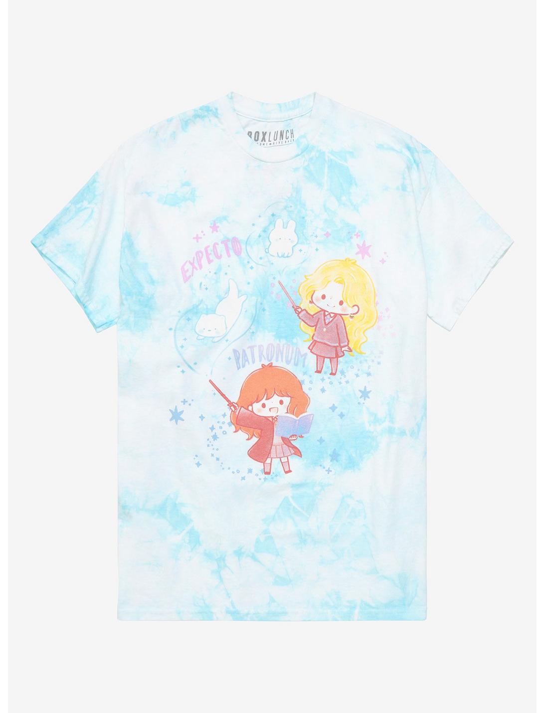 Harry Potter Chibi Hermione & Luna Lovegood Patronum Women’s T-Shirt - BoxLunch Exclusive, LIGHT BLUE, hi-res