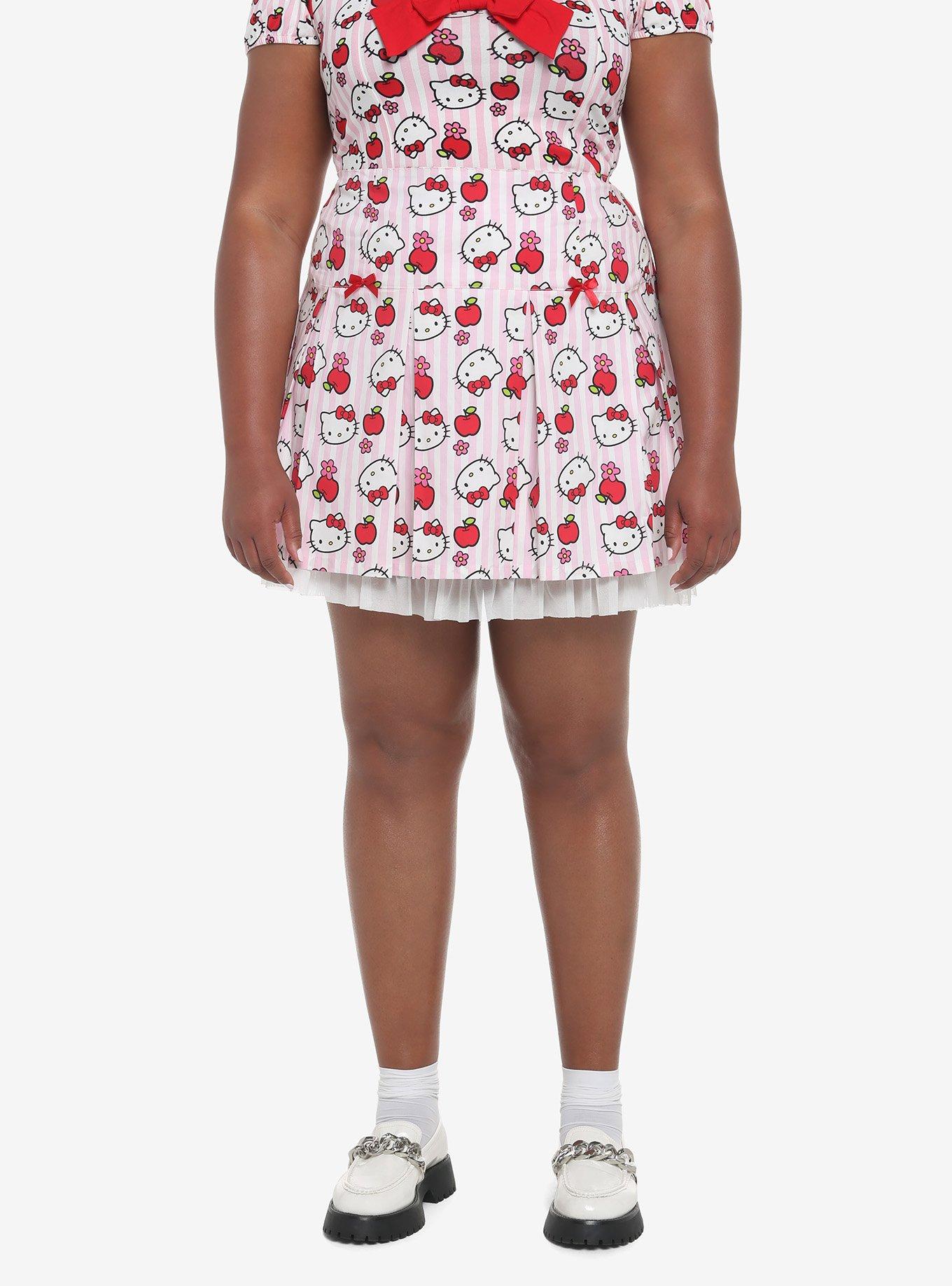Hello Kitty Apple Stripe Pleated Skirt Plus Size, MULTI, hi-res
