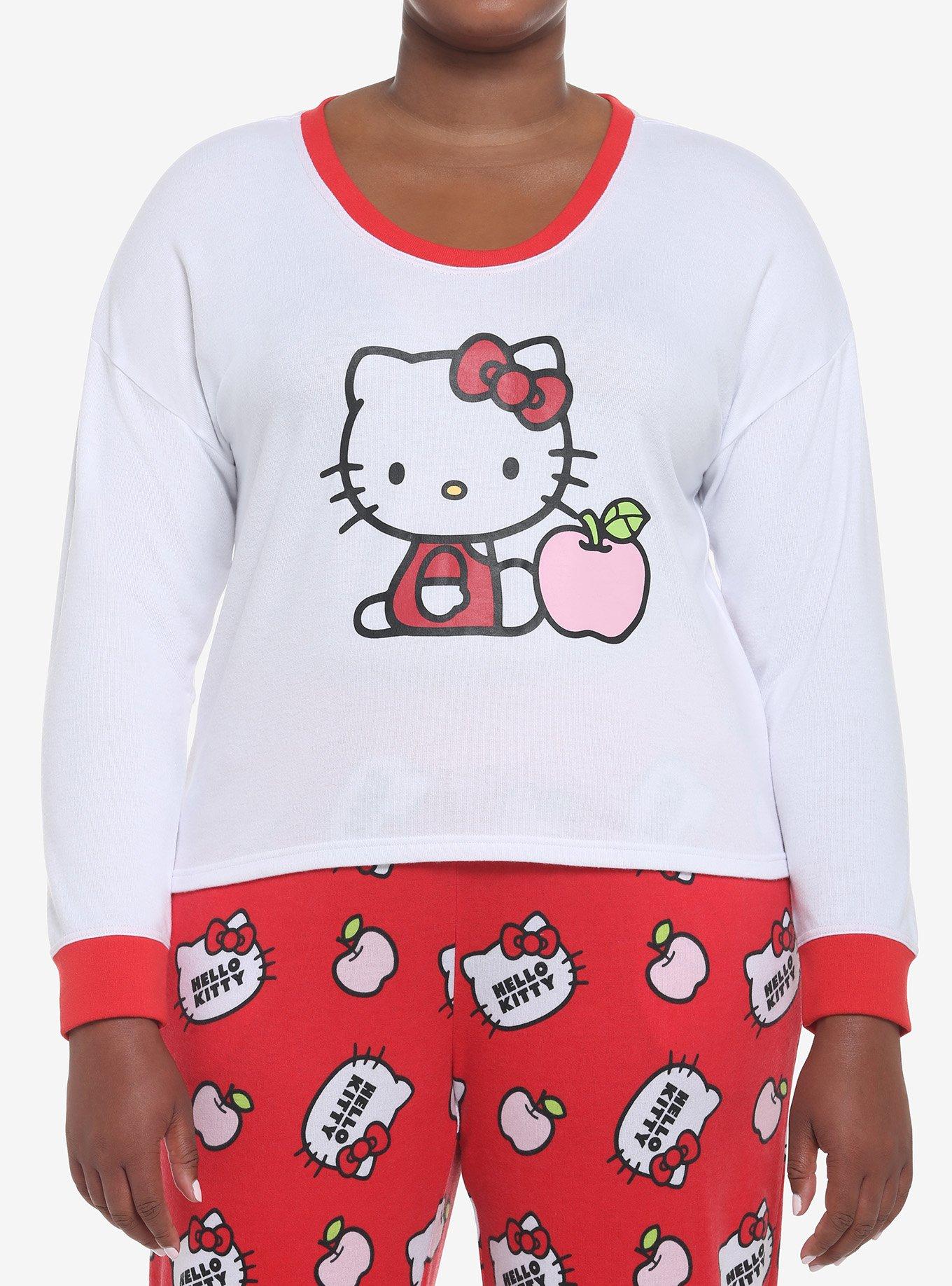 Hello Kitty Apple Girls Skimmer Long-Sleeve Pajama Top Plus Size